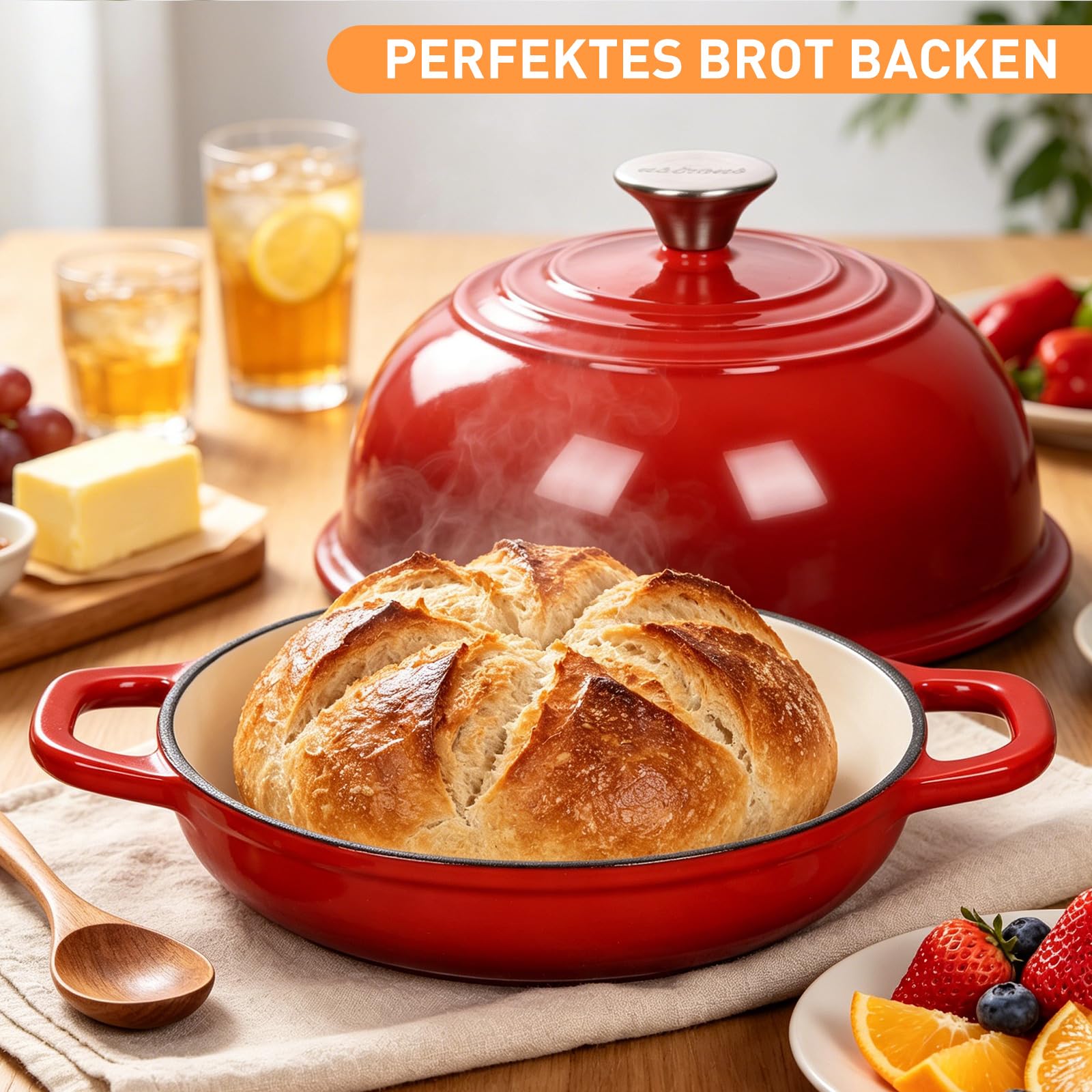 Gusseisen Topf Emaille Brot backen 4,7L Dutch Oven für Sauerteig Brot