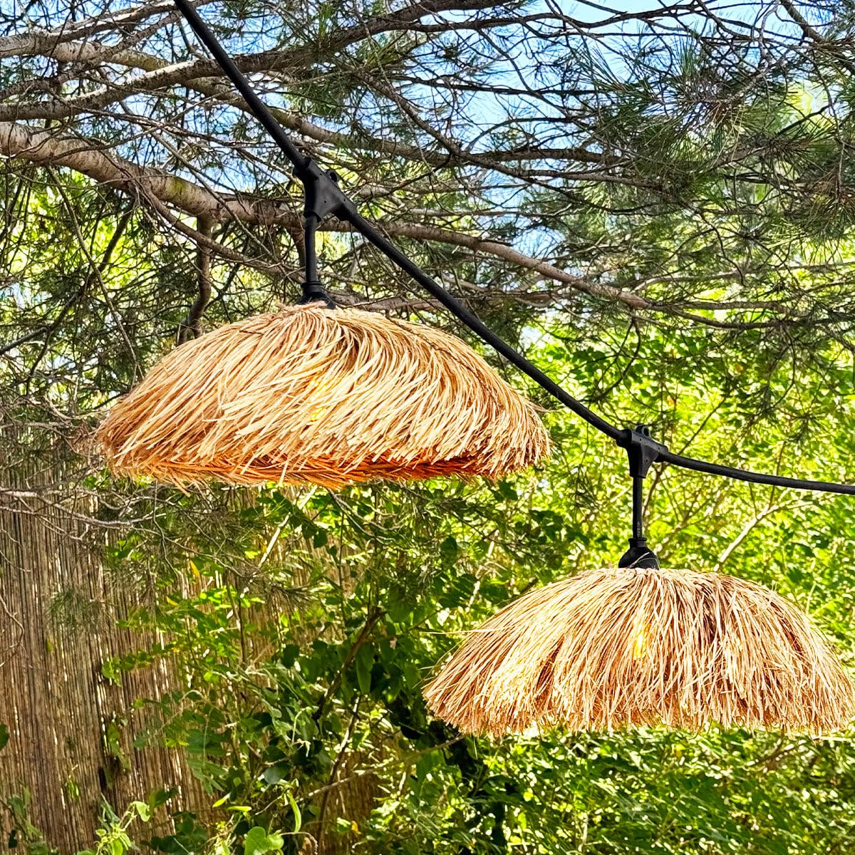 Lichterkette Außen anschließbar 6m mit 7 LED Filament E27 Warmweiß HAVANA STRING LIGHT Strohschirm Boho