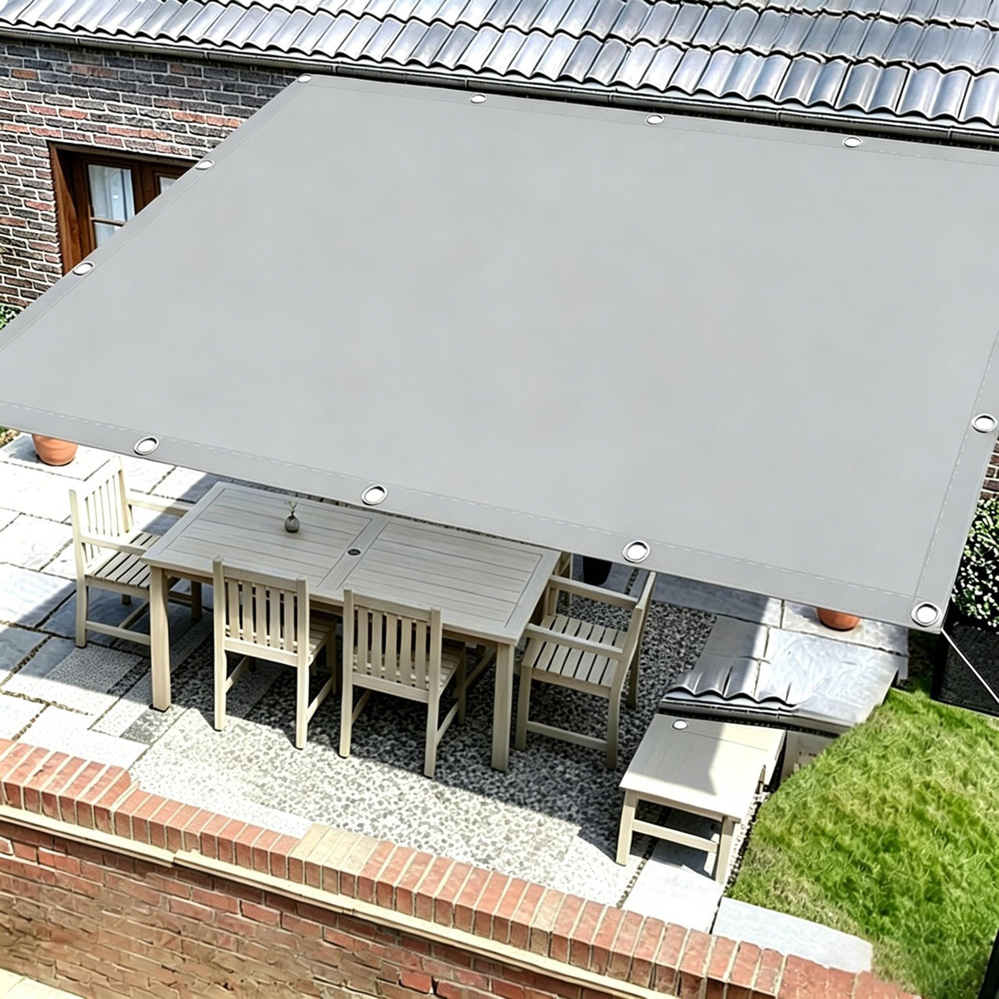 Toile D'ombrage Imperméable Rectangulaire, 4.4X3.7M Gris Clair Voile Ombrage avec Oeillets D'ombrage Bâche Ombrage Protection UV Solaire pour Jardins Balcons Pergola Terrasse