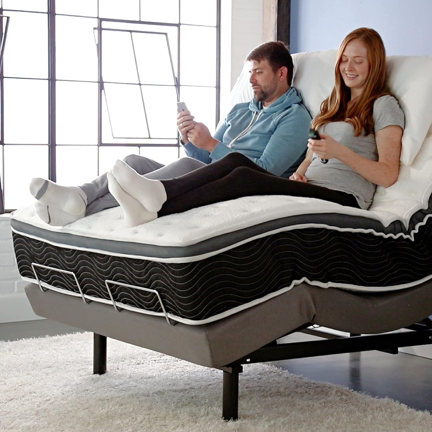 iTilt Incline Therapy Comfort Lounger, Adj Base, for Sleep Apnea & GERD, Split King