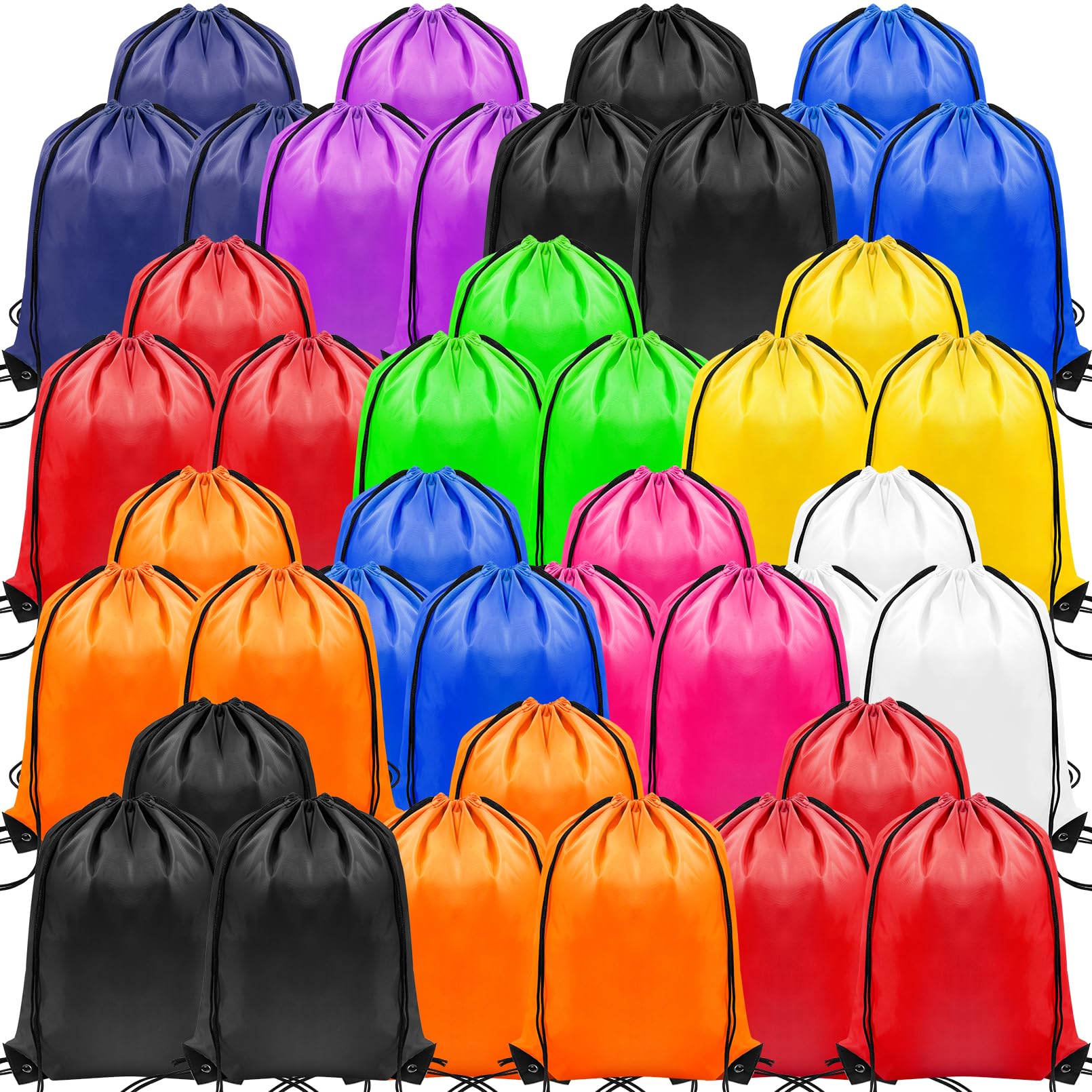 100 zaini con coulisse, 10 colori, borse con coulisse, per sport, palestra, palestra, sport, palestra, sport, nuoto, unisex, 41,9 x 33,8 cm