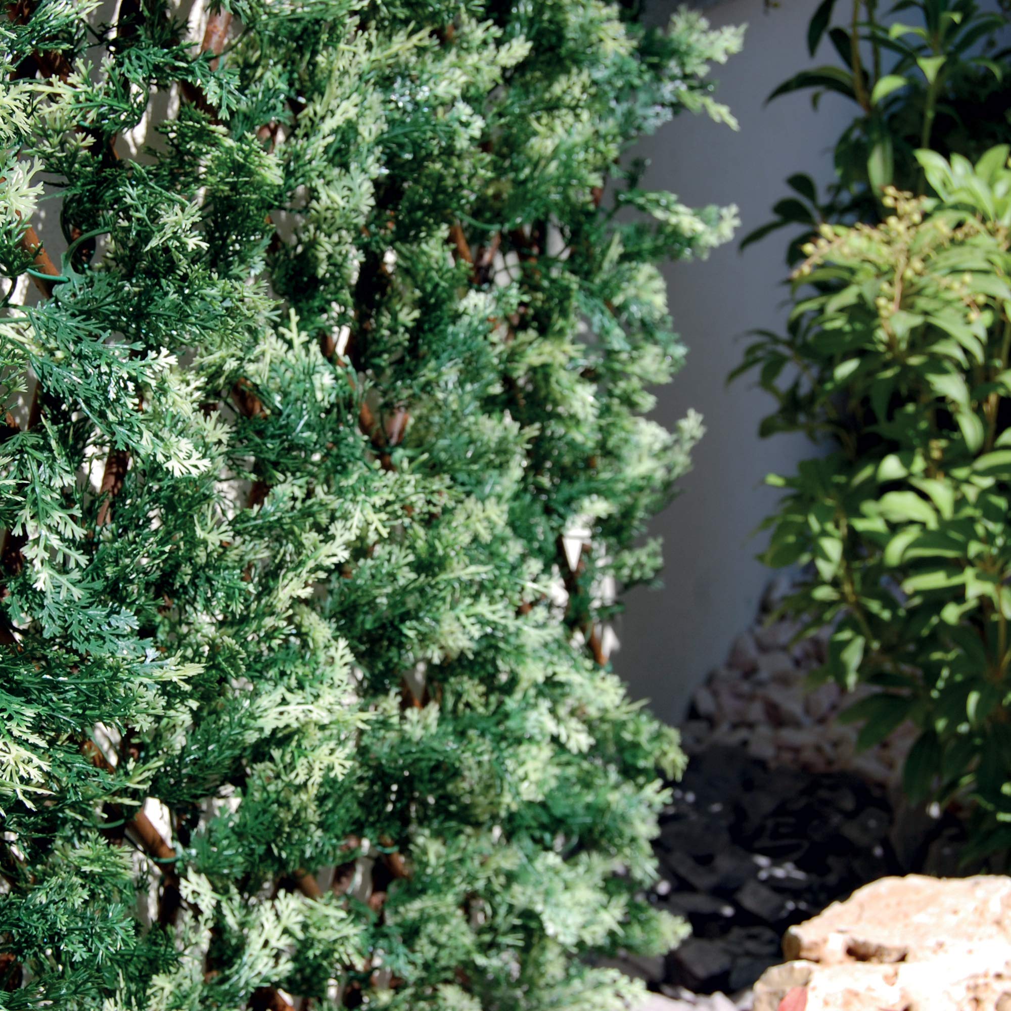TENAX Siepe Artificiale con Foglie Traliccio Estensibile in salice, Divy 3D X-Tens Cyprus, 1x2 m, Verde/Bianco