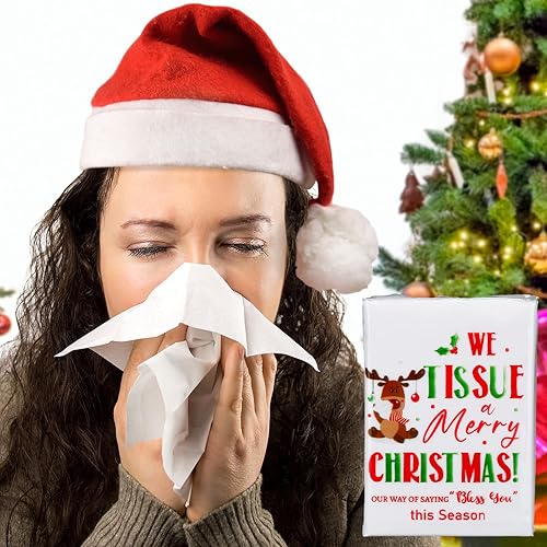 Miniatura 55 de Ctosree Paquete de 50 pañuelos de bolsillo de Navidad, paquetes de viaje de Feliz Navidad, 500 hojas, copos de nieve, pequeños pañuelos
