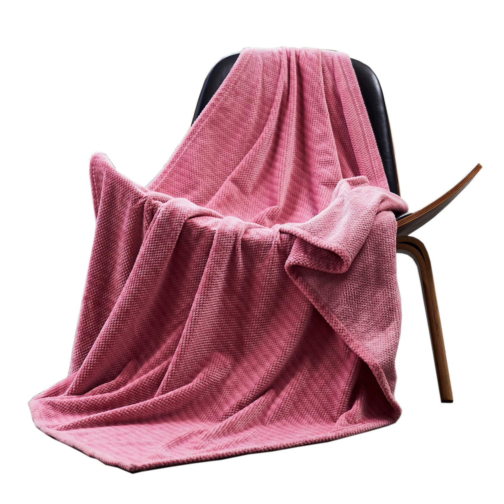 FFLMYUHUL I U Flannel Throw Blanket Soft Fuzzy Lightweight Warm Cozy Reversible Plush All Season Blanket Pink