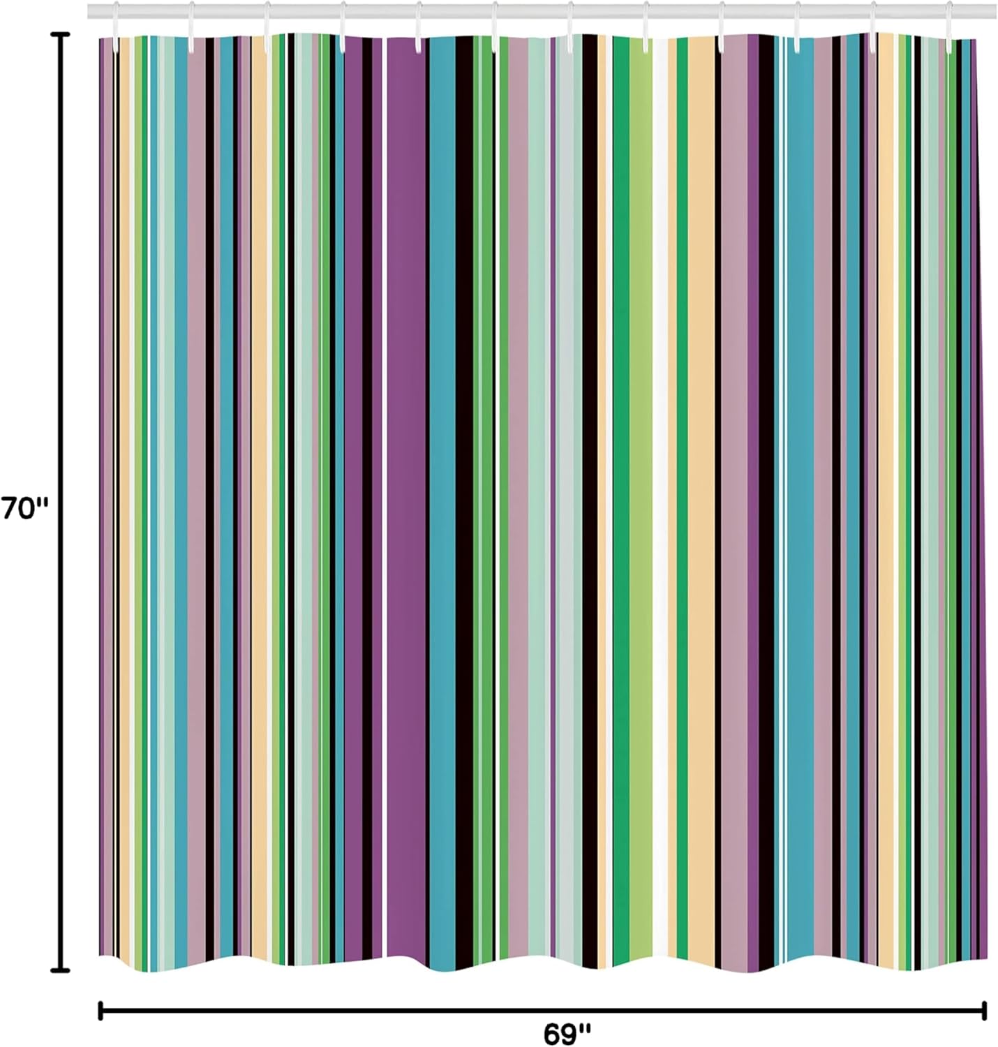 Ambesonne Abstract Shower Curtain, Barcode Lines Like Stripes Vertical Pattern Funky Modern Tile Illustration, Cloth Fabric Bathroom Decor Set with Hooks, 69" W x 70" L, Almond Green