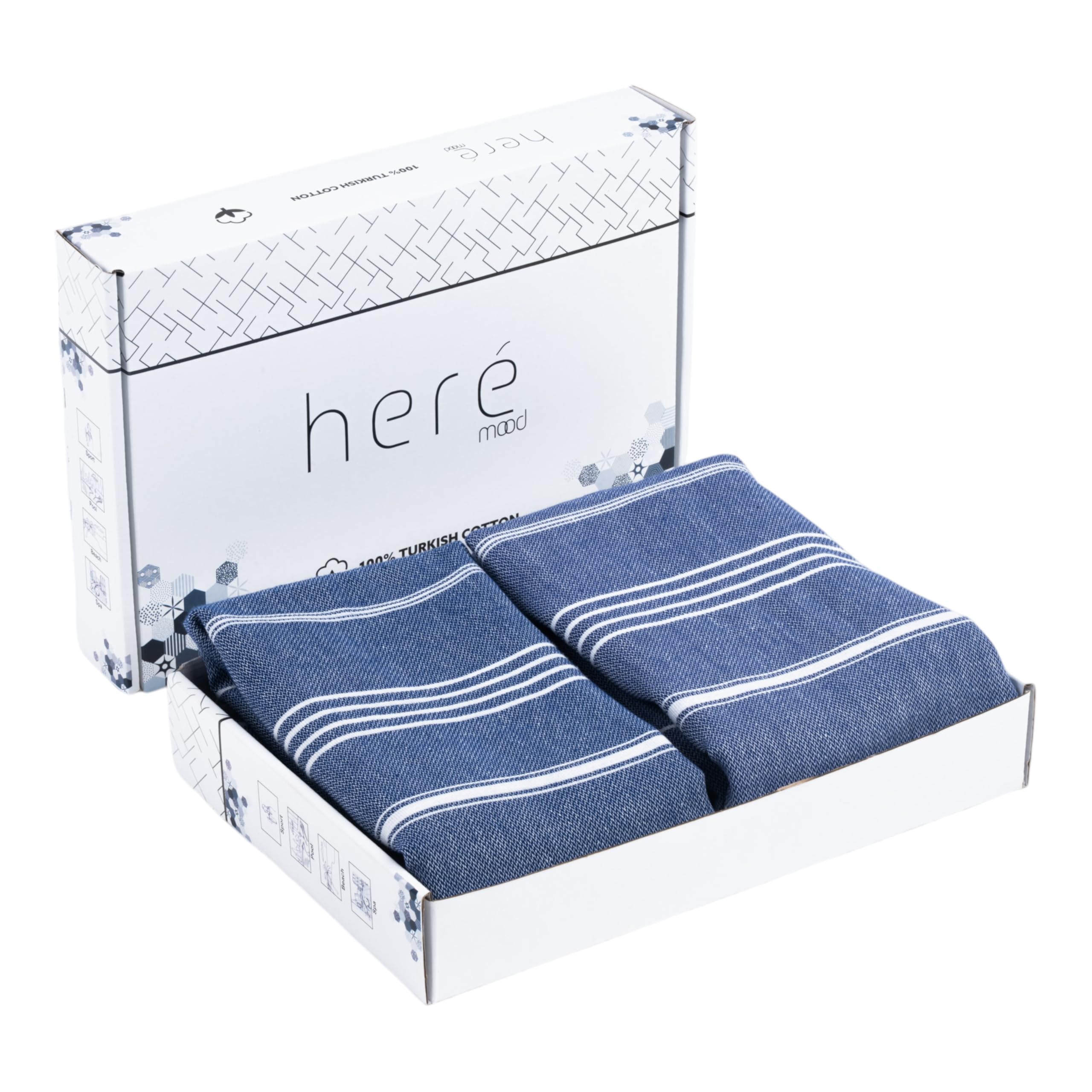 Strandtuch Hamamtuch Saunahandtuch Set - 1er & 2er Pack 100% Baumwolle - Hochwertiges Badetuch und Duschtuch - Picknickdecke, Extra Leicht