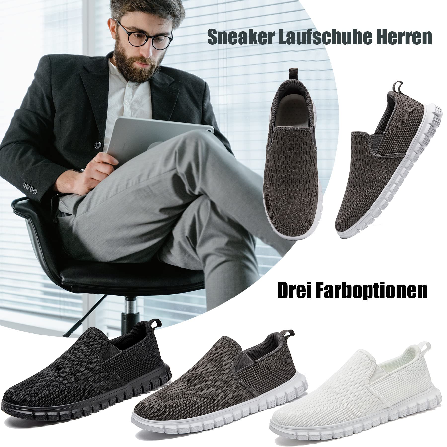 Oltyutc Baskets à Enfiler pour Homme - Chaussures de Course - Chaussures de Tennis - Confortables et Respirantes - Légères - pour Fitness