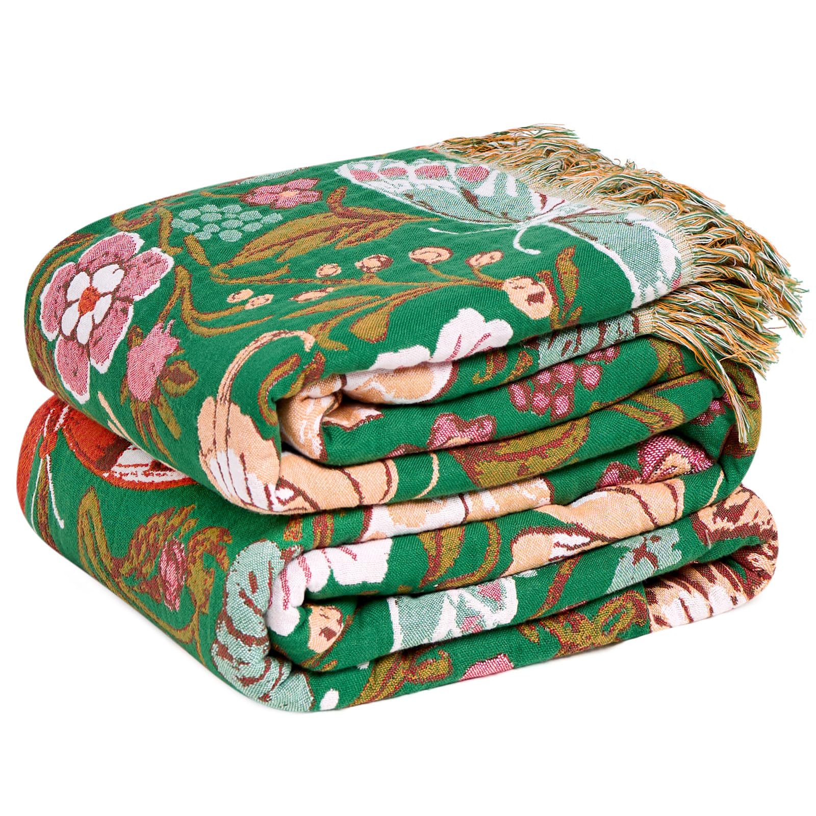 LUTBM Boho Throw Blanket for Bed 60"x80", All Season Cotton Couch Blankets