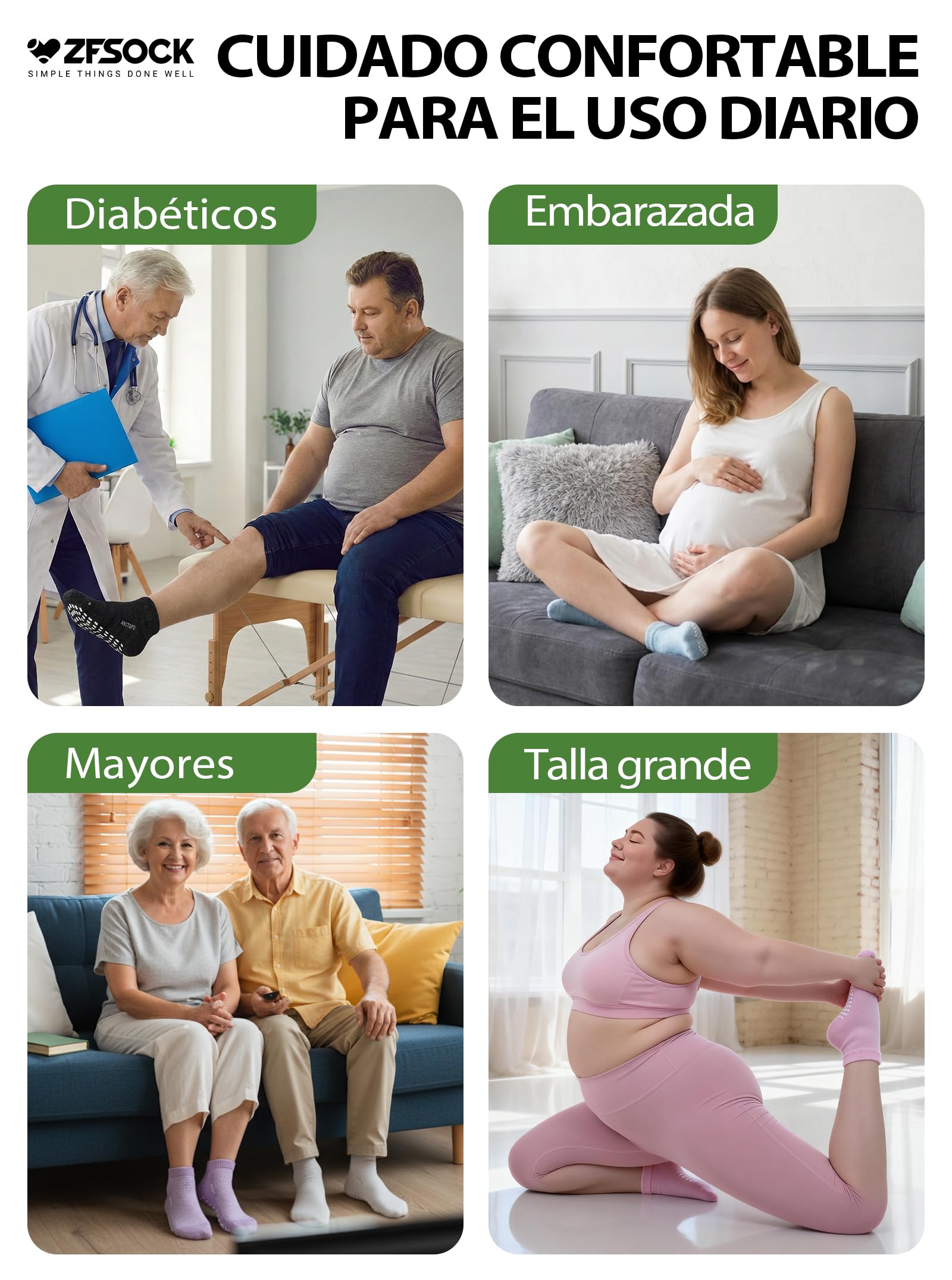 Calcetines Tobilleros Diabéticos de Bambú: Calcetines Cortos Antideslizantes Mujer y Hombre Sin Costuras y Sin Elástico Suela Acolchada Extra Anchos para Pies Hinchados Anzianos Embarazadas
