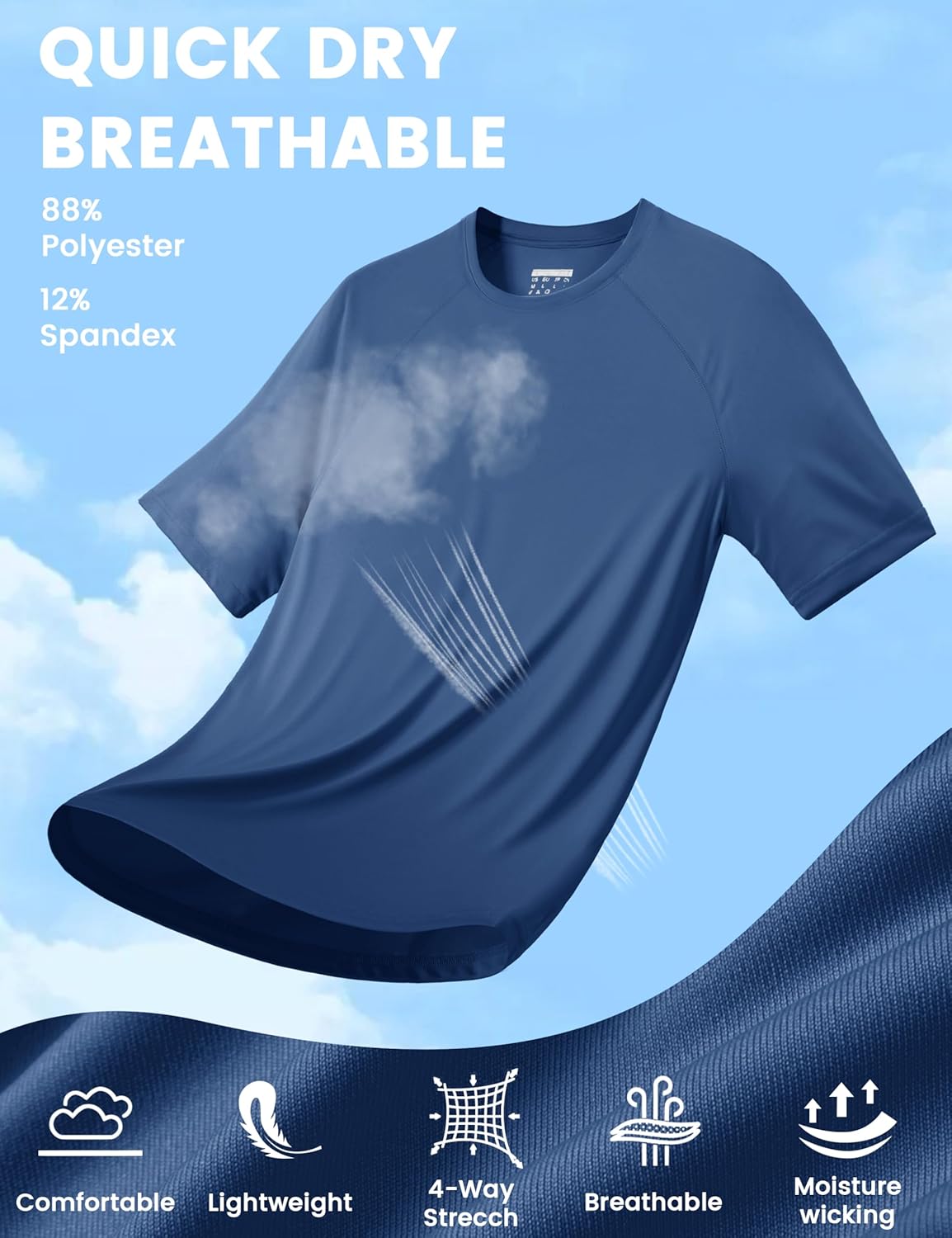 MAGCOMSEN Men's Short Sleeve UPF 50+ Sun Protection Shirts Quick Dry Athletic T-Shirt Hiking Running Swimming Rash Guard - Image 4