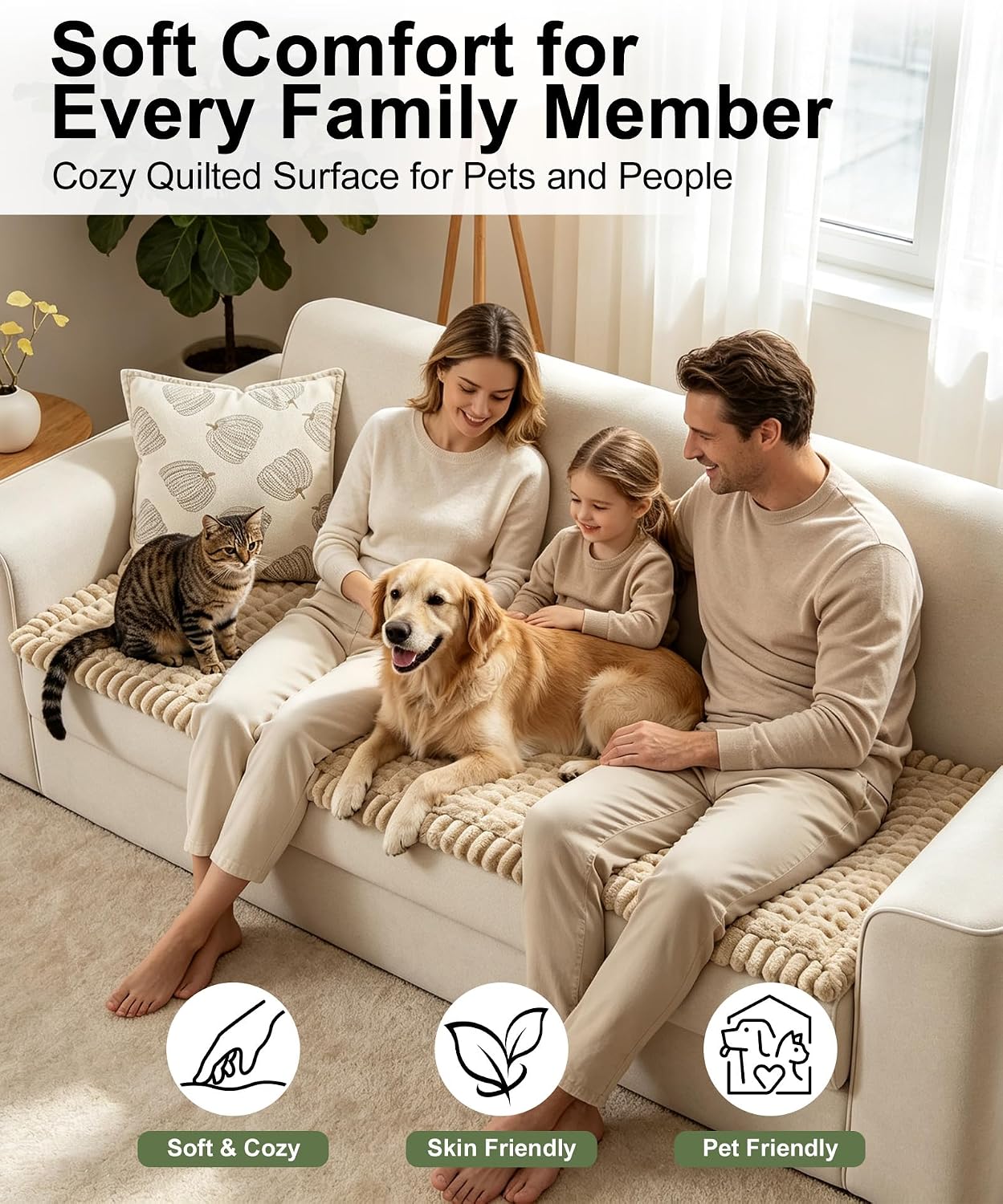 Couch Cover for Dogs Cats, Non Slip Washable Pet Sofa Protector, Plush