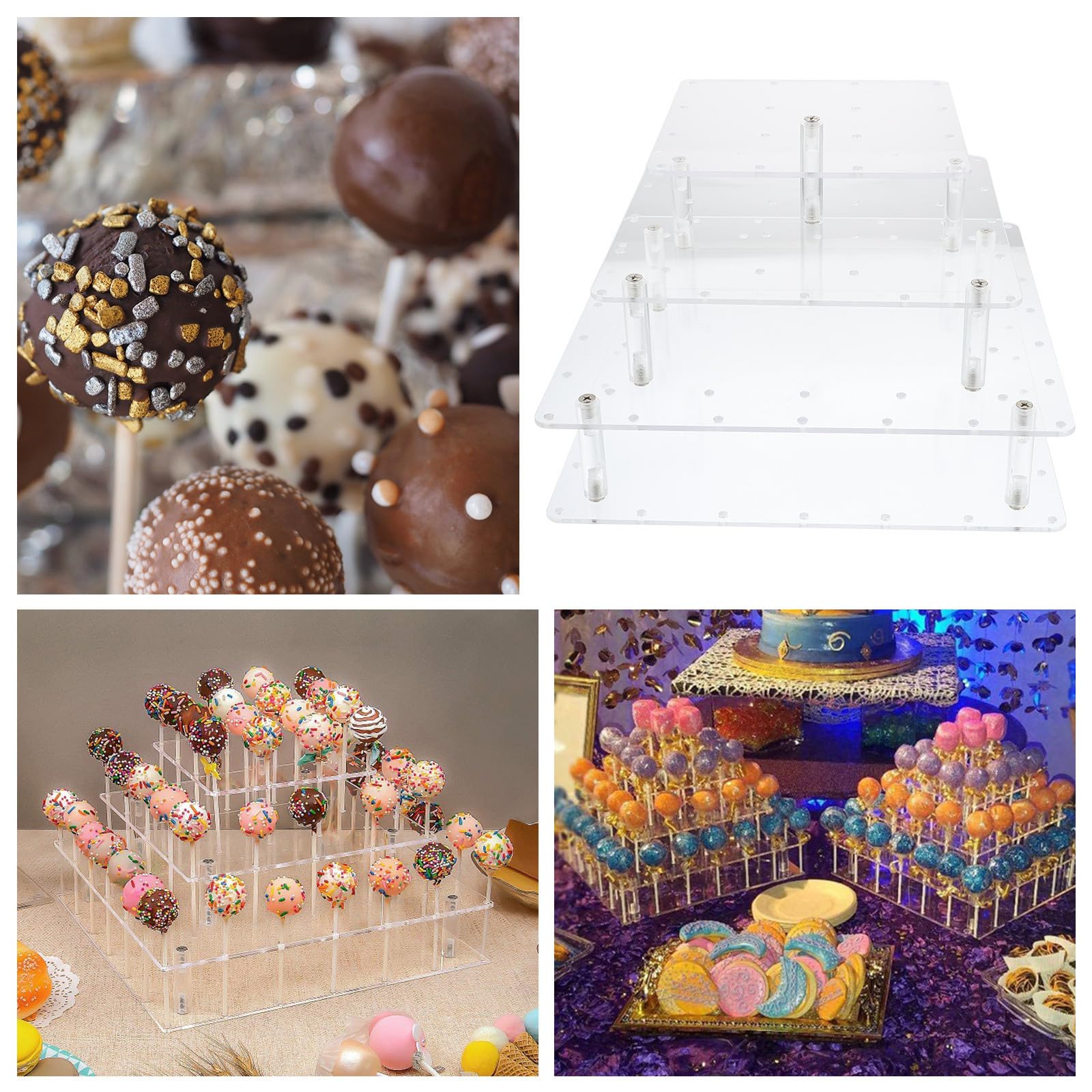 ULTECHNOVO Espositore Acrilico per Lecca-lecca Trasparente Porta Caramelle per Feste e Matrimoni Supporto Stabile e Sicuro per Dolci Decorativi