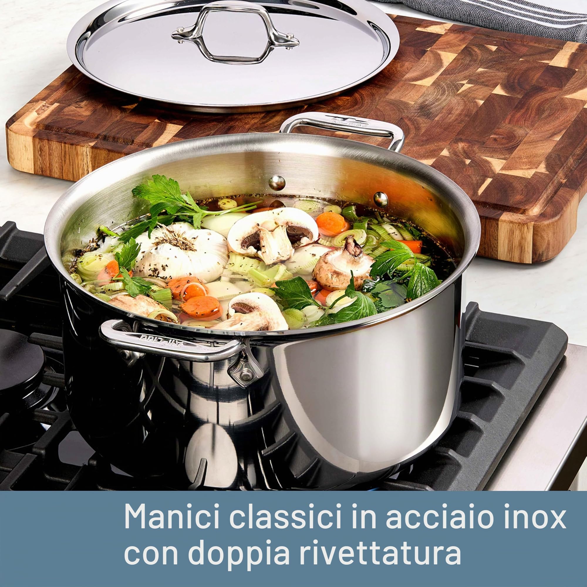 All-Clad D3 - Set di pentole e padelle in acciaio inox a tre strati, qualità professionale, 10 pezzi