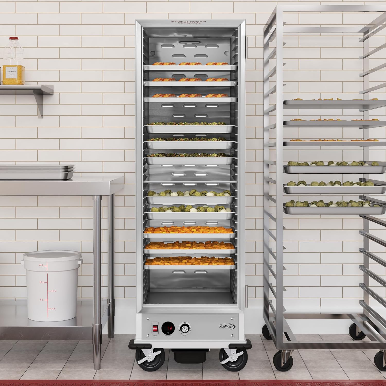 KoolMore 33 in. Commercial Non-Insulated Heated Holding Cabinet with 36-Pan Capacity and Glass Door in Silver, UL and NSF Listed (KM-CH36-SNGL)