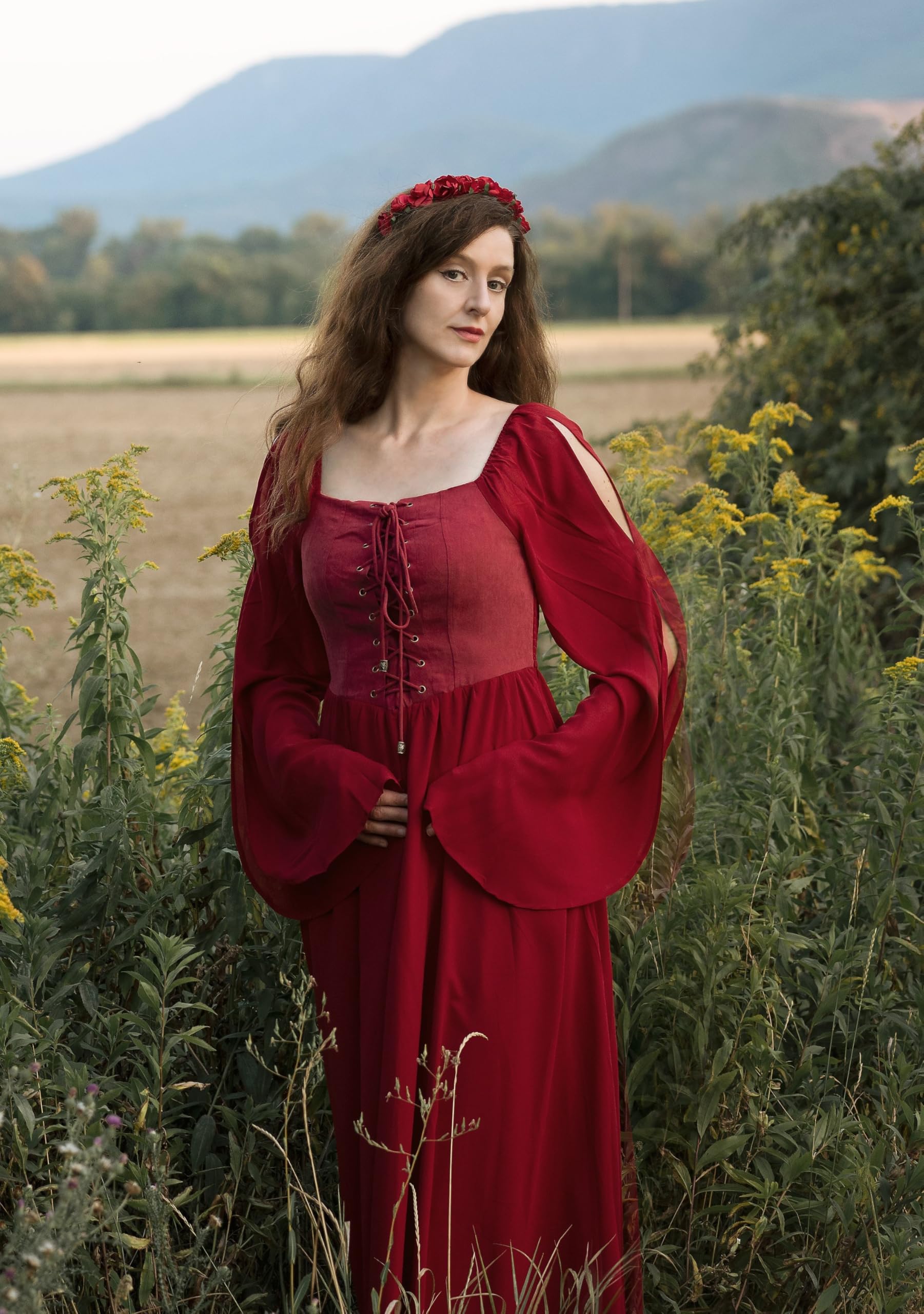 Scarlet Darkness - Costume da Pirata Rinascimentale Medievale da Donna, con
