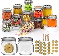 SZUAH 30 Pack 8 oz Glass Mason Jars with Airtight Lids - Half Pint Canning Jars for Jam, Honey, Pickles, Crafts & Wedding Favors
