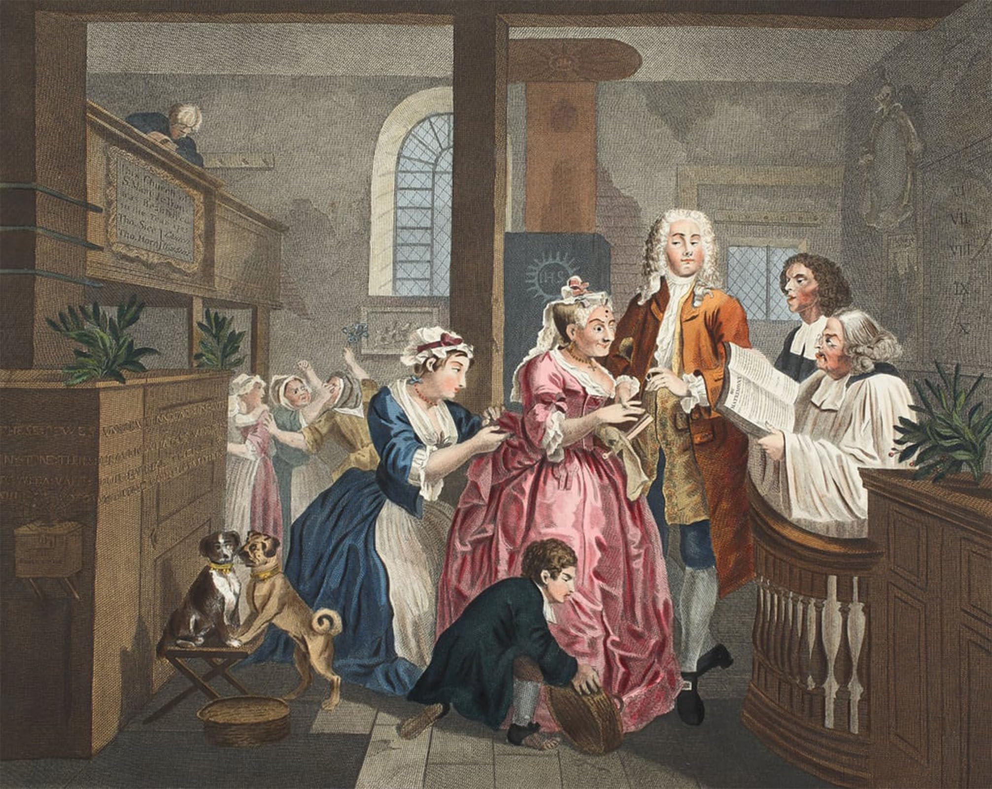 POSTERIIk Vintage Classic Picture Landscape Artwork Married to an Old Maid Plate V From a Rake's Progress by William Hogarth Portrait Canvas Painting for Office Home Decor 60x90cm