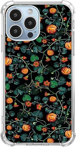 Funda de teléfono con diseño de plantas de calabaza de Halloween para iPhone 13 Pro Max, cubierta de jardín de calabaza para adolescentes, hombres y