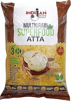 Indijan Multigrain Superfood Atta/Flour 5 Kg|11 Ingridients & 35% Millets+Superfoods/Low carb + Protein+ Vitamins+ Dietary fibre/100% Wholegrain/Immunity Booster/Diabetic Friendly/Low GI
