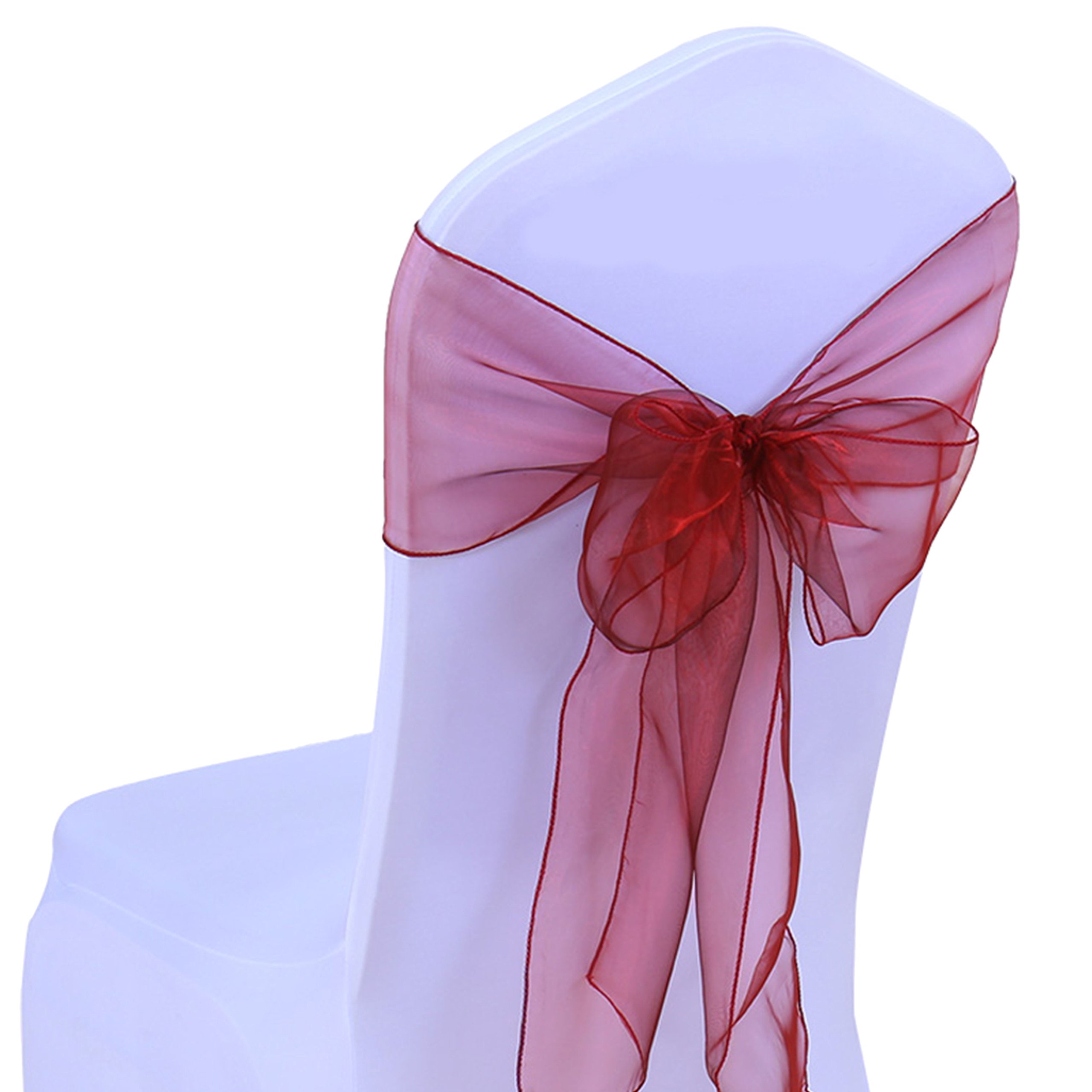 Wedding_decorations Burgundy Organza Chair Sashes Wider Fuller Cover Party Decoration (, 50Pcs)