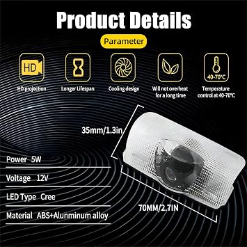 2Pcs Never Fade Car Door Lights Logo Projector Compatible with LS/ES/is/LX/RX/GS/GX/RC/UX Car Accessories, 3D Ghost Shadow Puddle Light