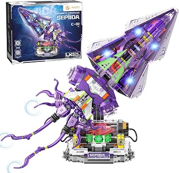 Mechanical Sepiida Building Sets for Adult, Ocean Animal Collection Toy with Display Stand and Light, Home Office Decor, STEM Creative Gift for Teens Kids Boys Girls 8-14, 975 PCS