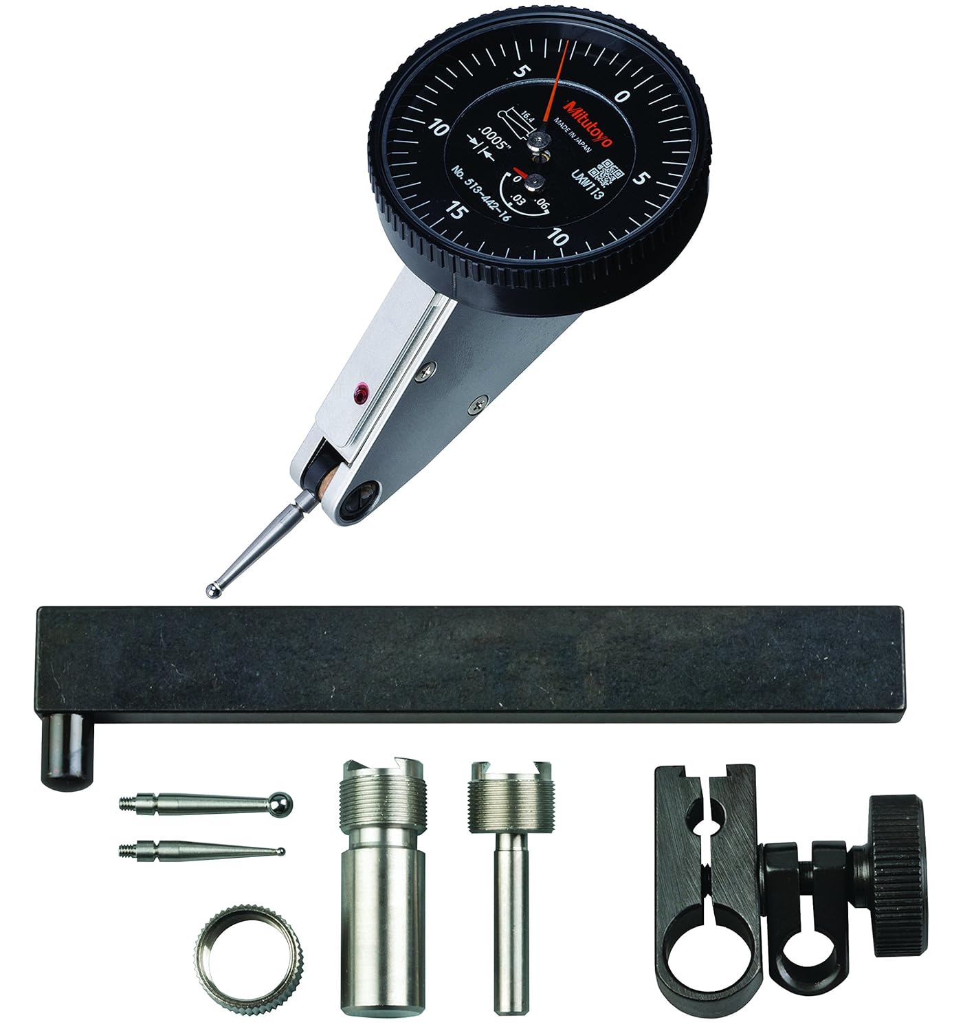 Mitutoyo 513-442-16T DIAL TI, FULL, TILT 0.06, 0.0002 Accuracy, 0.0005, Black