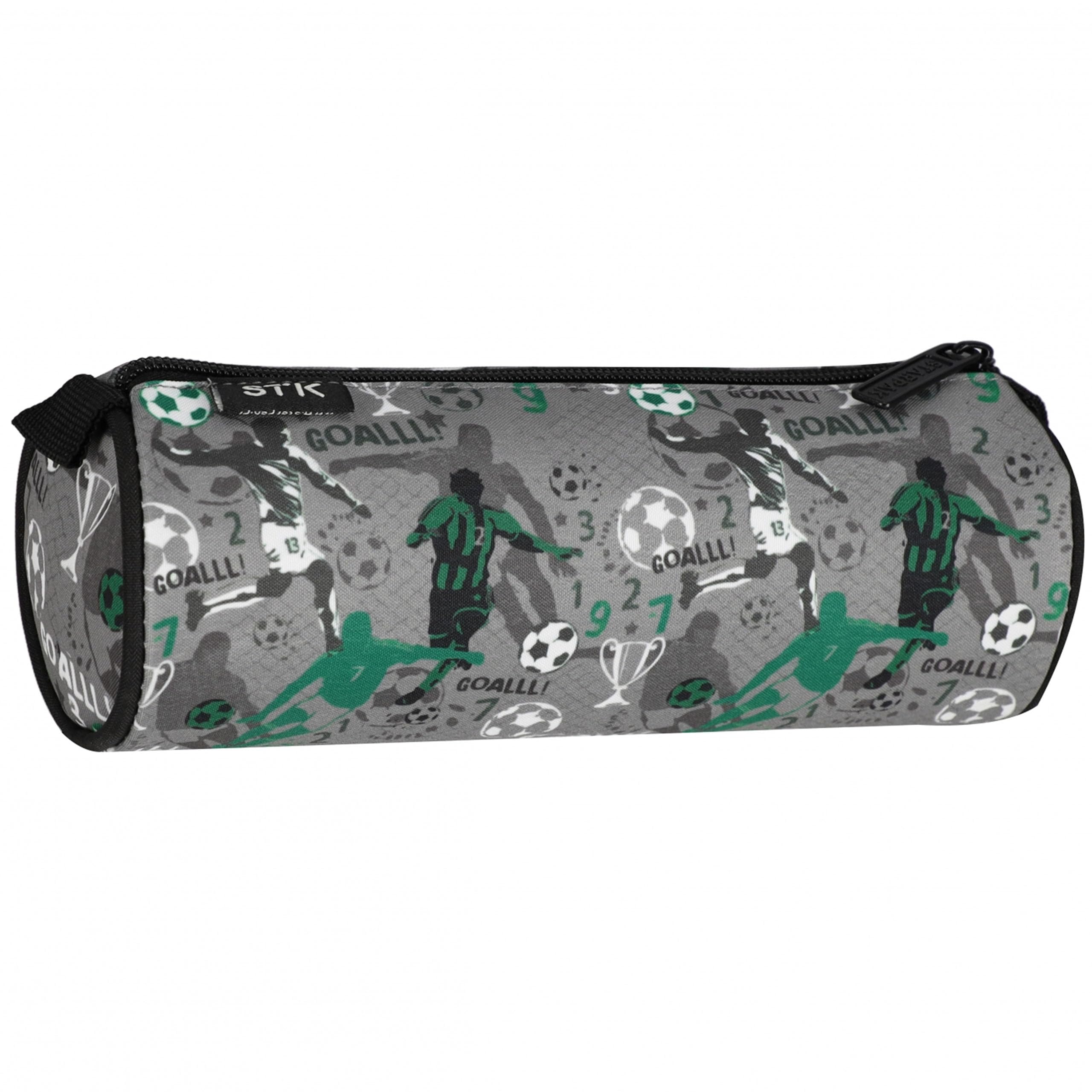Football School Pencil Case Round for Boys School Supplies Pouch 22x8x8cm — image 1