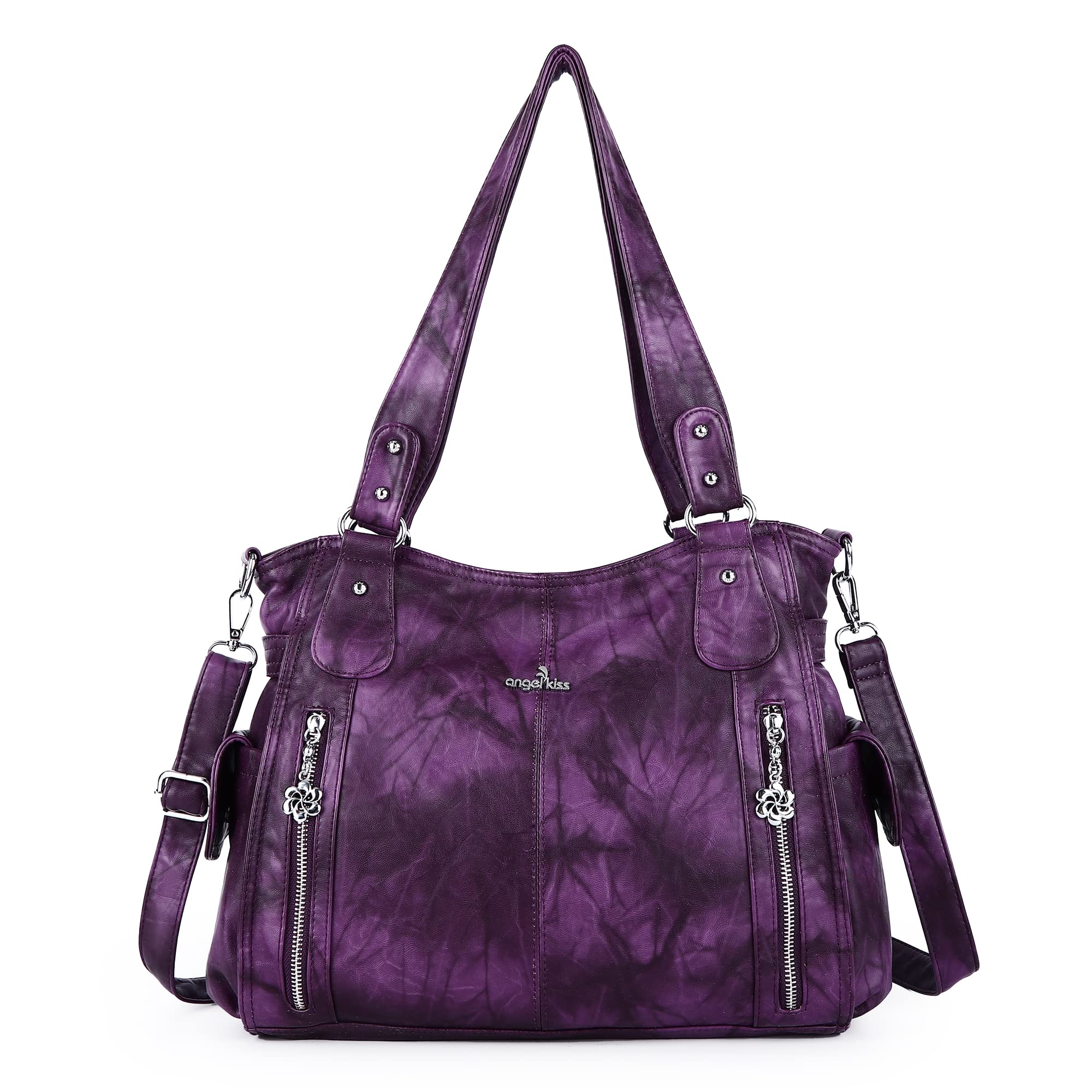 Angel Kiss Handbags for Womens Top-Handle Hobo Purse Roomy Casual Shoulder Bags PU Tote Satchel Purse for Women