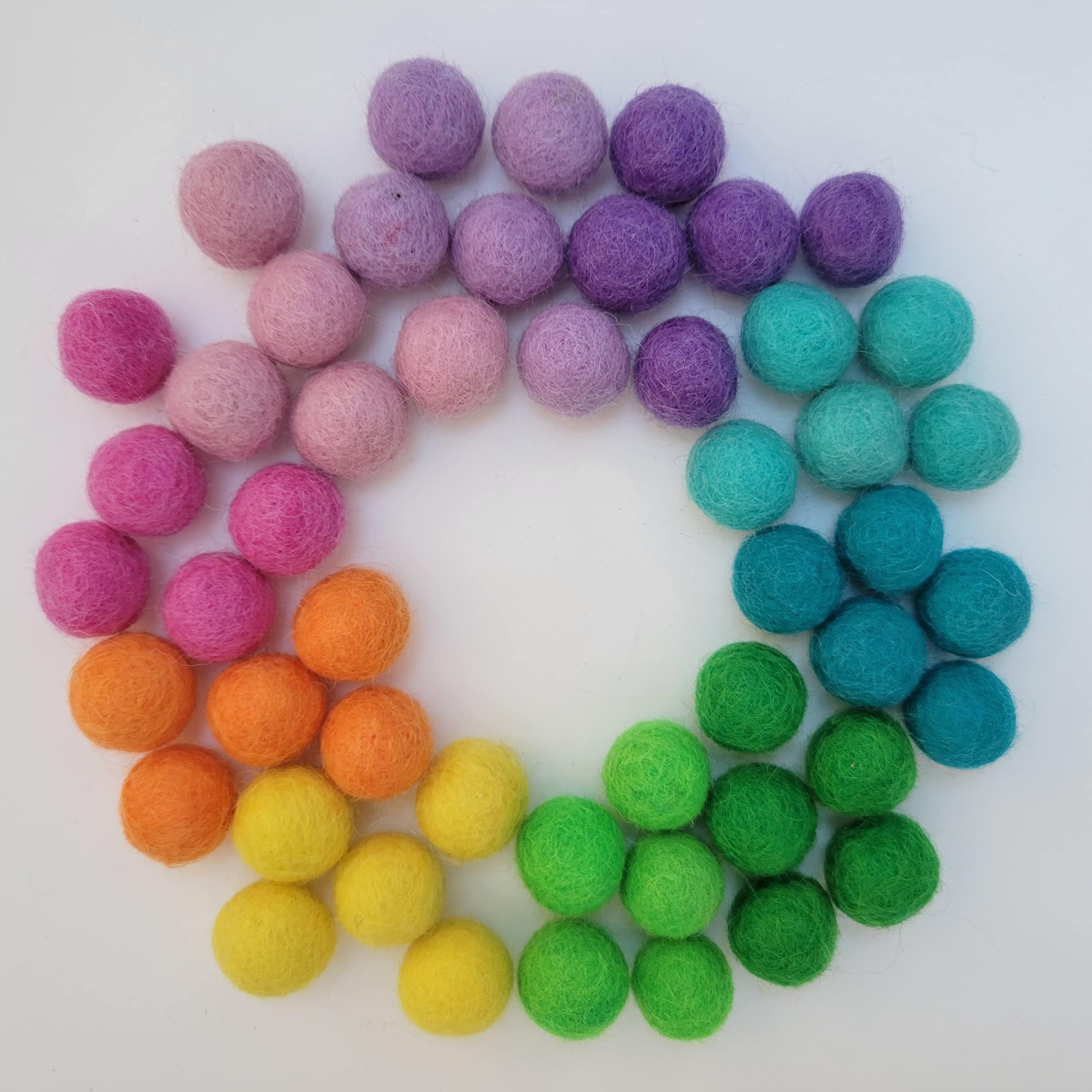 0.6 inch/ 1.5 cm 100% Wool Felt Balls Handmade in Nepal (Rainbow Mix)