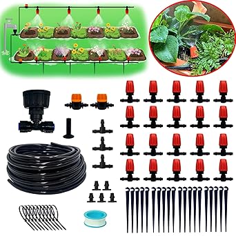 AWOWZ 59FT/18M Drip Irrigation Kits, 1/4