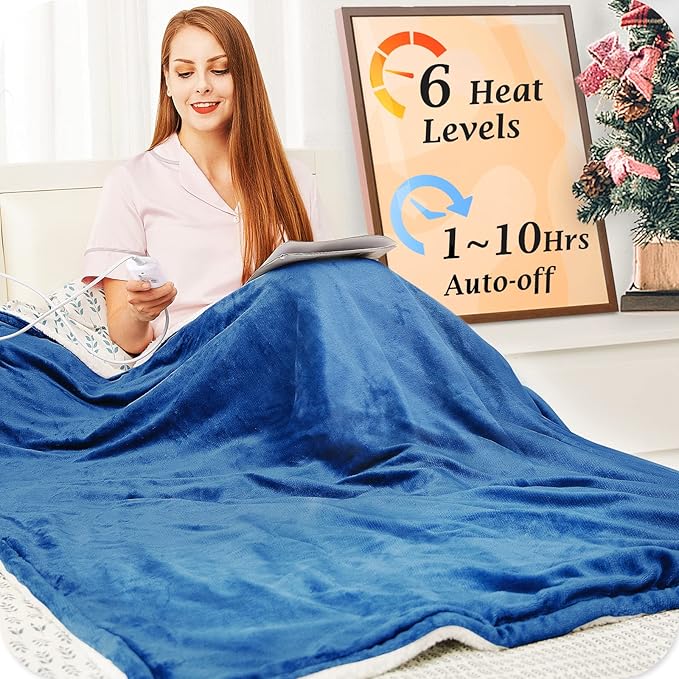 Review Mia&Coco Electric Heated Blanket Throw Flannel Sherpa Fast Heating 50″x60″, 6 Heating Levels & Up-to-10-Hours Auto-Off Timer & LED Display, for Home Office Use, Machine Washable, ETL Certified, Blue Review Mia&Coco Electric Heated Blanket Throw Flannel Sherpa Fast Heating 50″x60″, 6 Heating Levels & Up-to-10-Hours Auto-Off Timer & LED Display, for Home Office Use, Machine Washable, ETL Certified, Blue