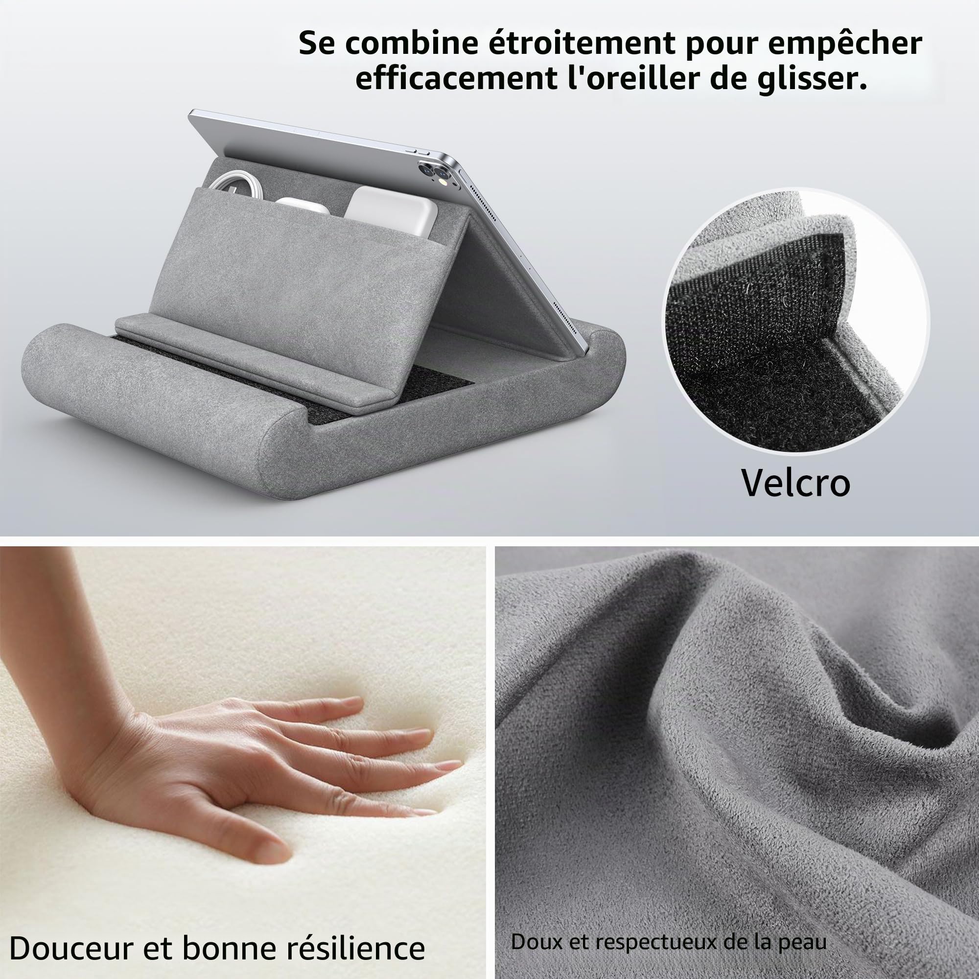 CreaDream Tablet-Kissenständer, Tablet-Halter für Schoß, Bett und Schreibtisch, Kissenpolster mit Tasche und Stifthalterung, für 4-13 Zoll iPad Pro 11, 13, Air, Mini, Kindle, Galaxy Tab, E-Reader