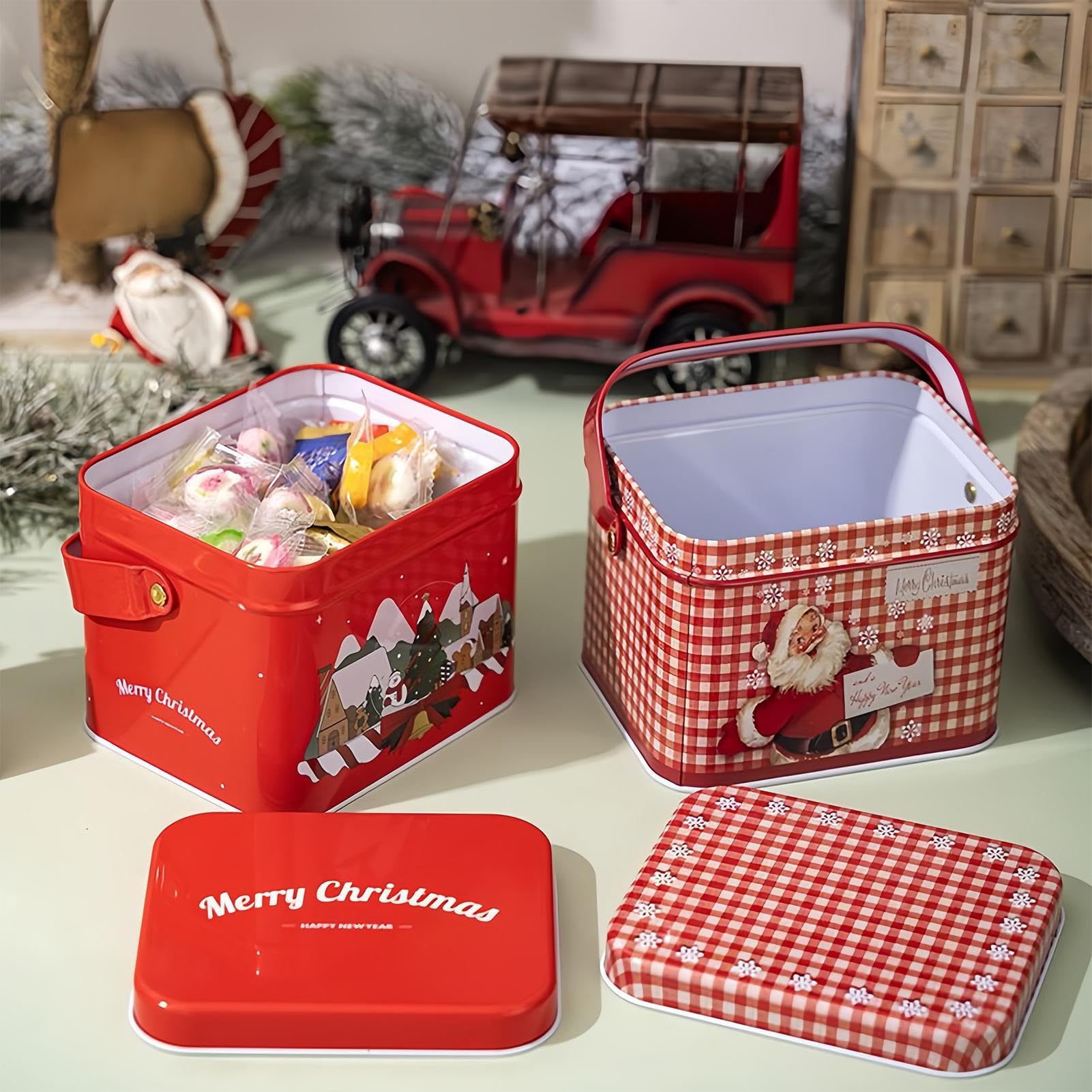 Generico Scatole Per Dolciumi Natalizi Riutilizzabile Natale 6 Pezzi | Lattine di Latta Vuote per Caramelle Per Feste Compleanno Capodanno Party Favori Caramelle Torte Artigianato Cioccolato