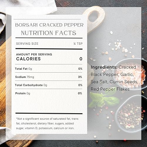 Miniatura 2 de Borsari Condimento de pimienta agrietada  Mezcla de condimento gourmet con pimienta negra agrietada ajo y copos de pimienta roja sin gluten