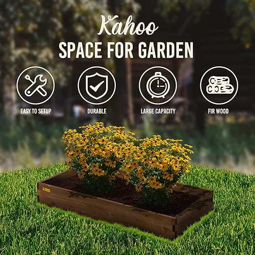 Miniatura 4 de KAHOO Macetero de madera con madera de abeto para verduras, frutas, hierbas, flores en jardín, patio