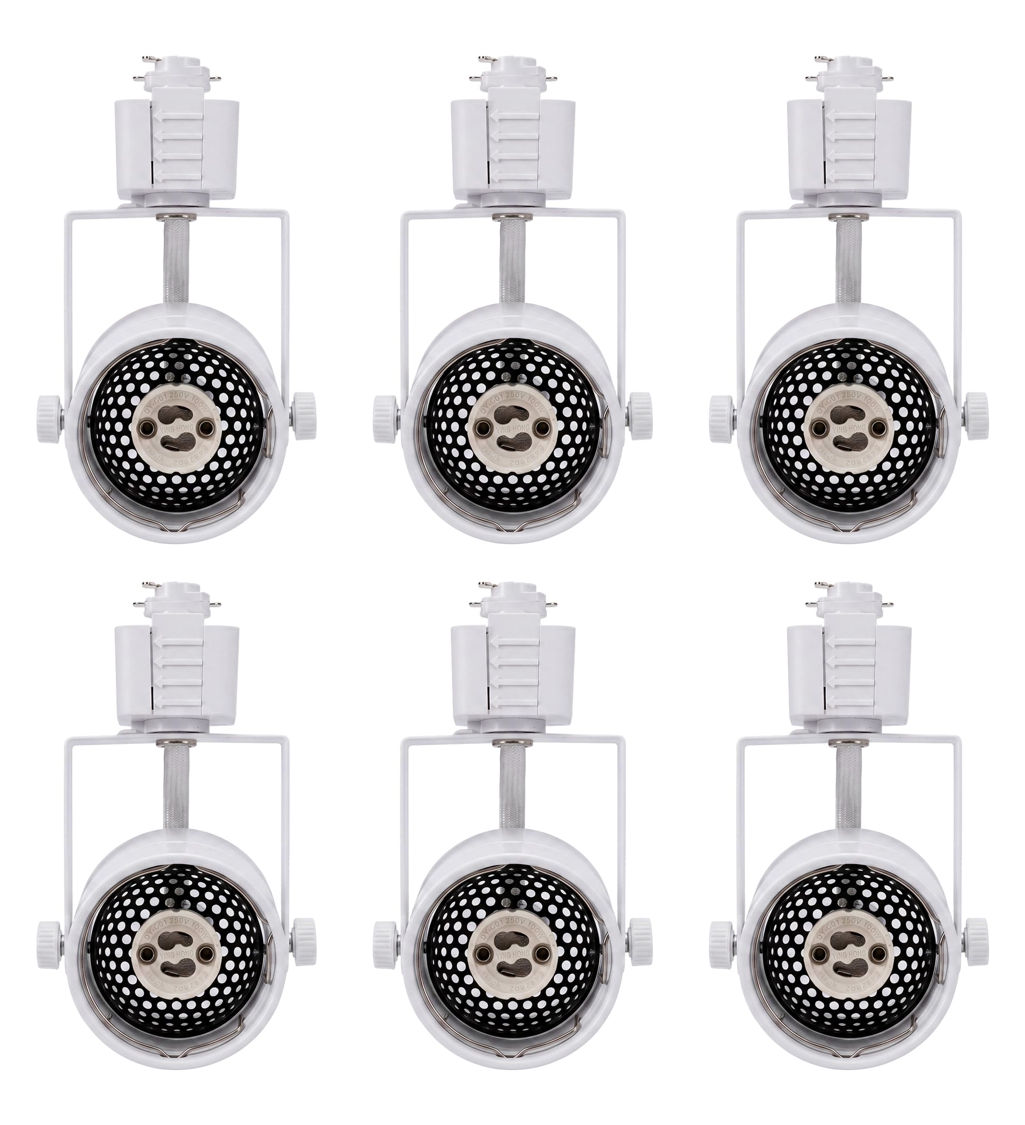 [6 Pack] CLOUDY BAY H Type Track Lighting Heads to Gu10 Base Socket Light Direction Adjustable,Round,White