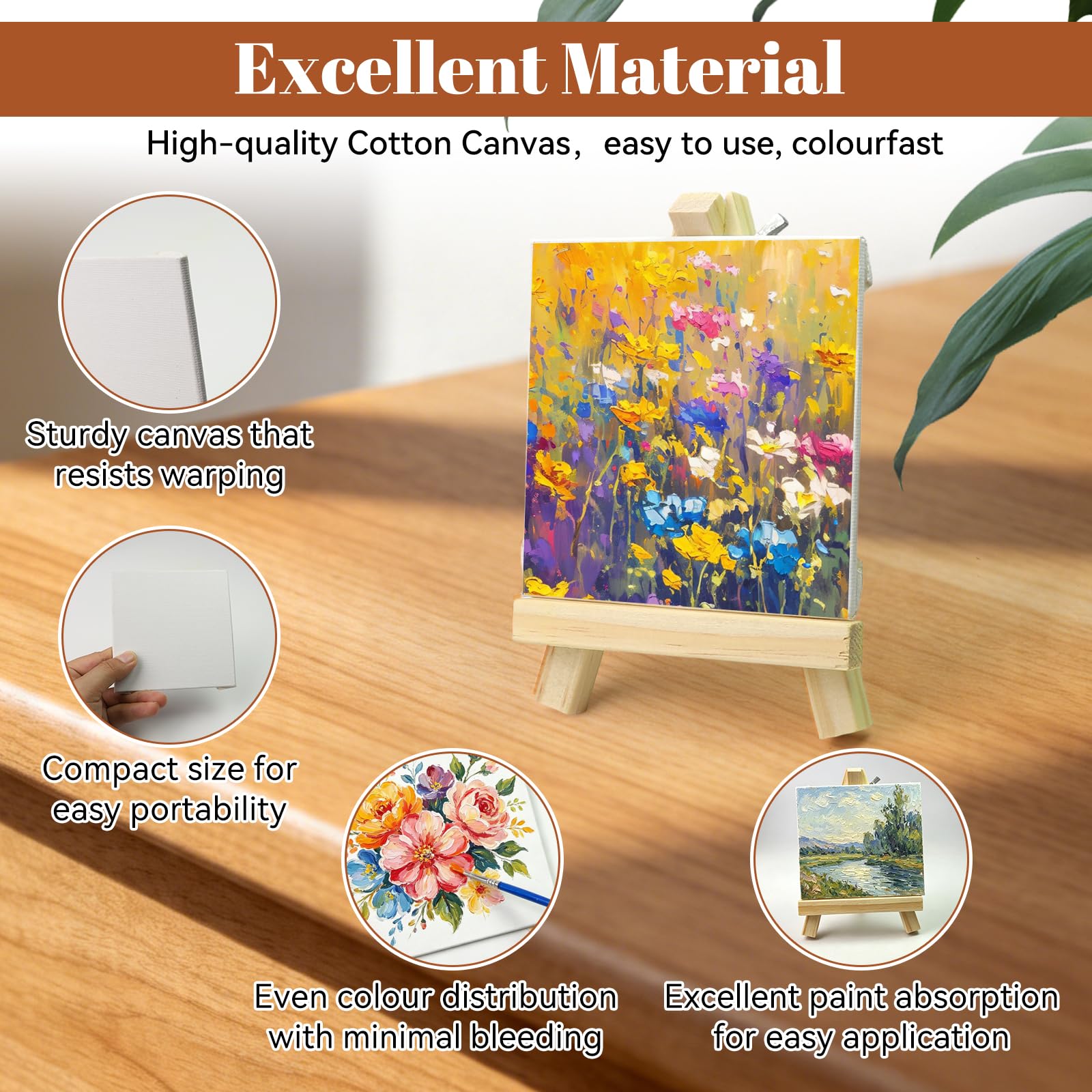 15 Stück kleine Leinwände 10x10cm Mini Leinwand mit Staffelei kleine Leinwand zum Bemalen Leinwände Set für Acryl Öl Aquarell Anfänger Hochzeit Party