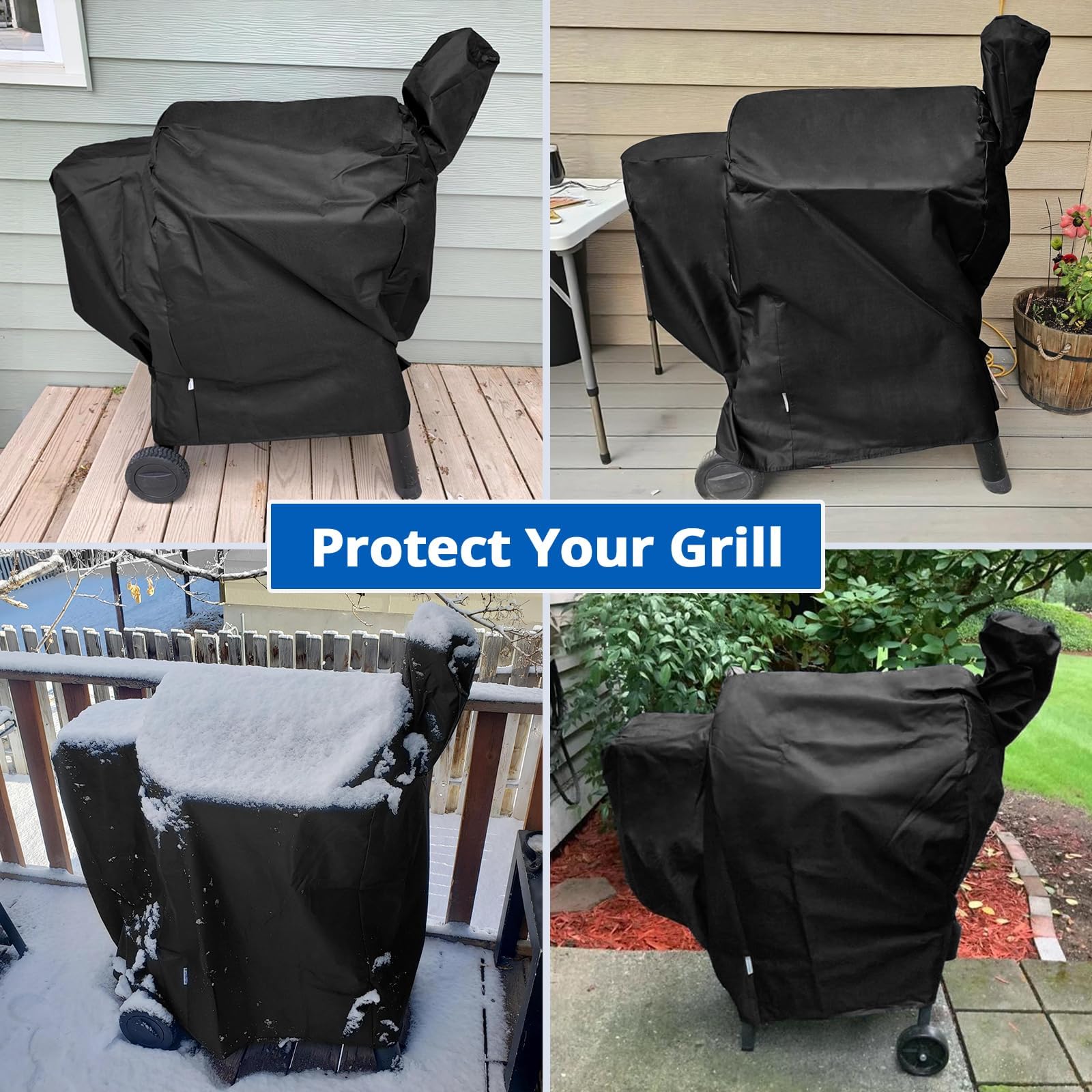 SunPatio Zewnętrzny wytrzymały grill na pelet drzewny z serii 22 i osłona na wędzarkę, wodoodporna i odporna na promieniowanie UV osłona grilla na całej długości do grilla Traeger serii 22 i Lil' Tex,