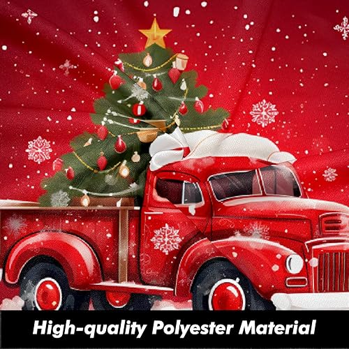 Miniatura 6 de Cortina de ducha de camión rojo de invierno, juego de cortina de ducha de invierno, decoración de baño roja con 12 ganchos, accesorios de baño de