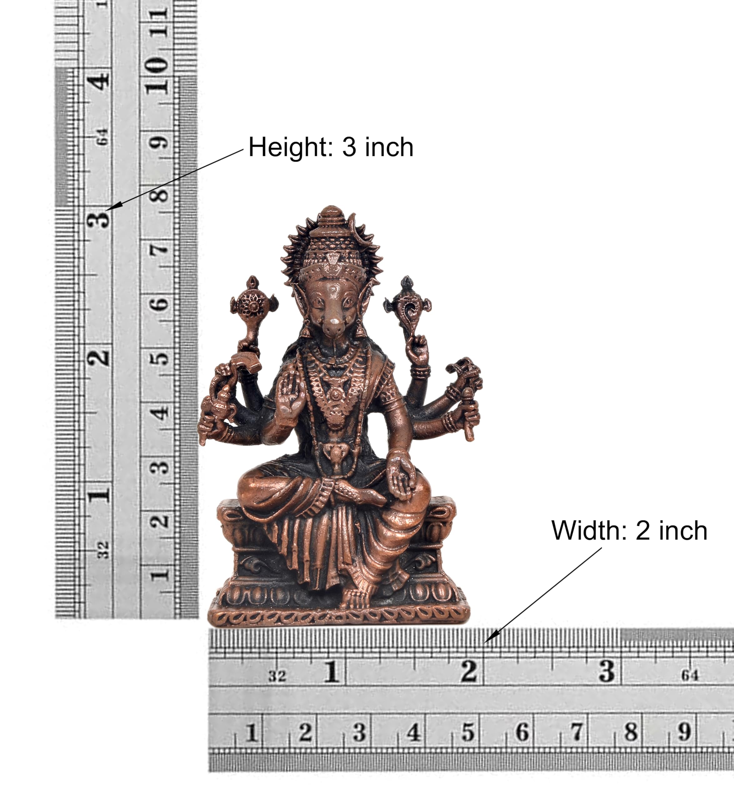 Dattatreya Miedziana Varahi figurka idola osiem uzbrojonych rzeźb eksponat dom świątynia biuro złota wysokość 7 cm