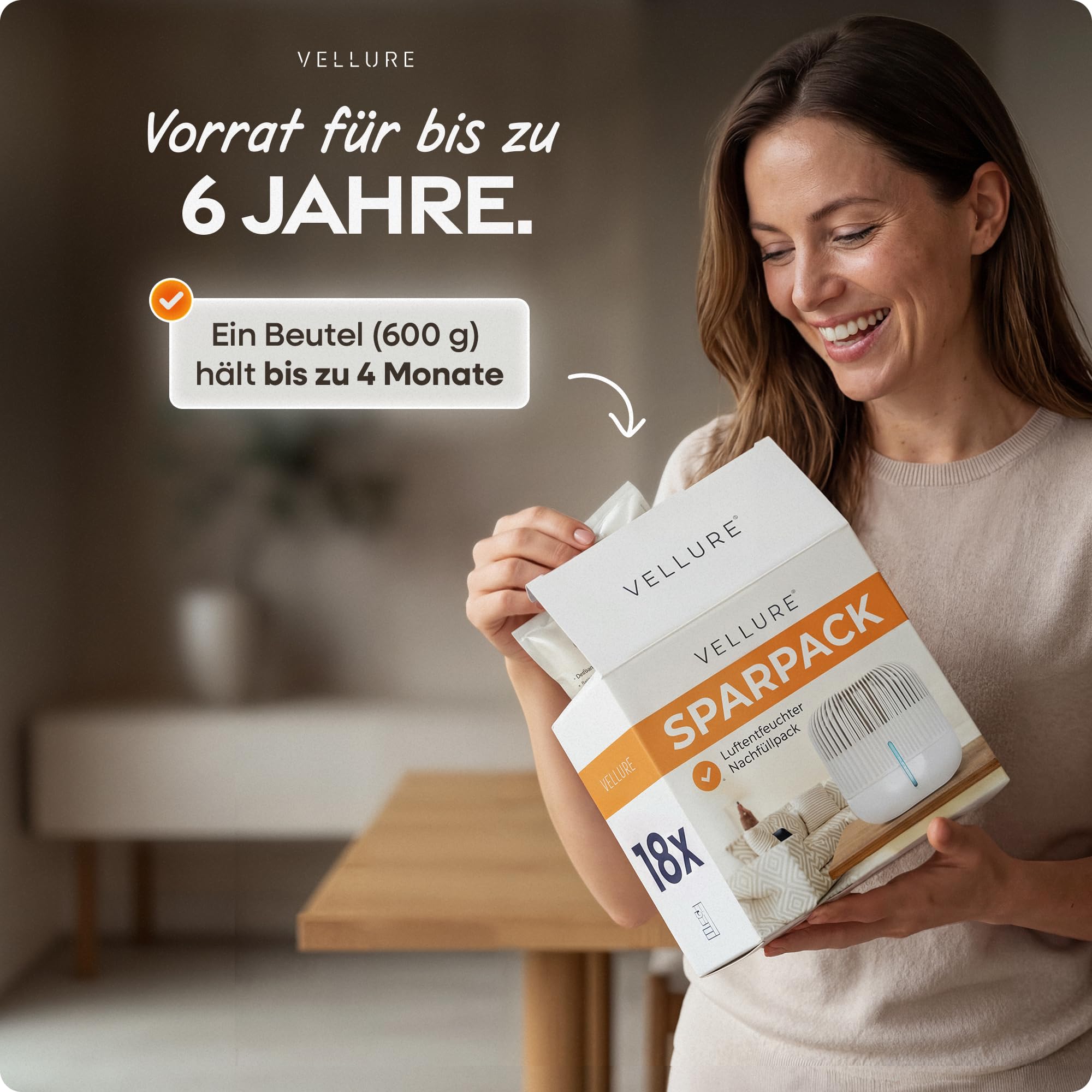Vellure® 18 x osuszacz powietrza, opakowanie uzupełniające 600 g (korzyści ekonomiczne zestaw 5 granulatów do osuszania powietrza) I opakowanie uzupełniające do osuszacza powietrza (ochrona przed
