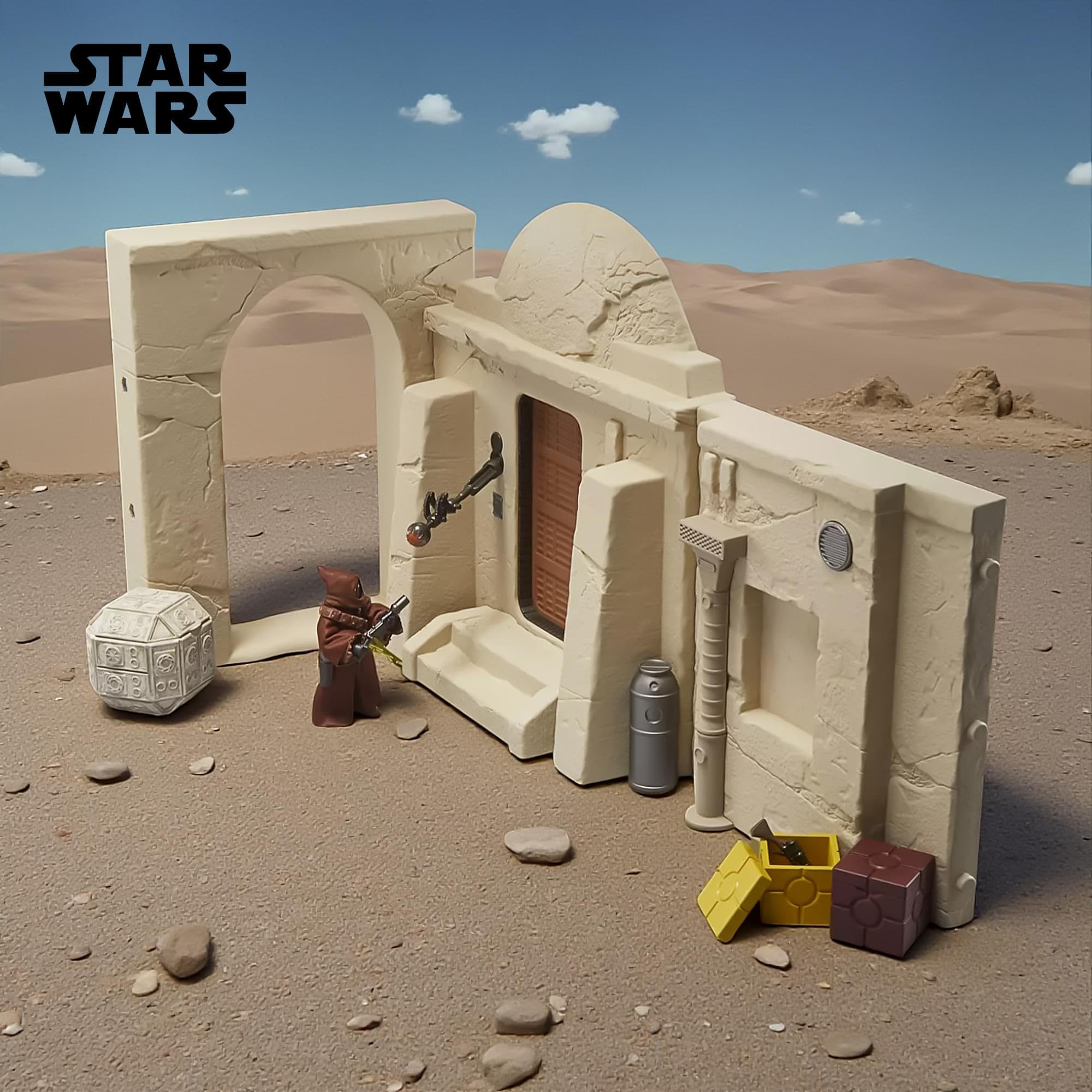 Hasbro Star Wars The Vintage Collection, Streets of Mos Eisley, playset con action figure ispirata al film Star Wars: Una nuova speranza, da 9,5 cm