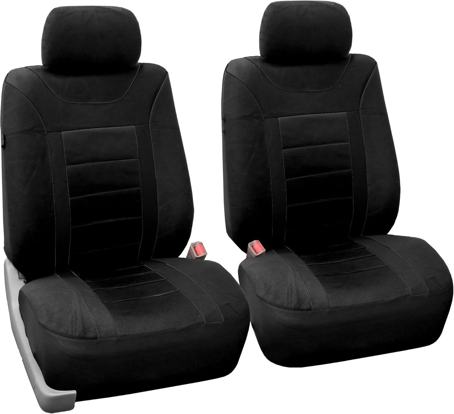 FH Group Automotive Car Seat Covers Sports Full Set Black Seat Covers, Airbag and Split Rear Universal Fit Interior Accessories for Cars Trucks and SUV with Car Accessories,Car Seat Protector