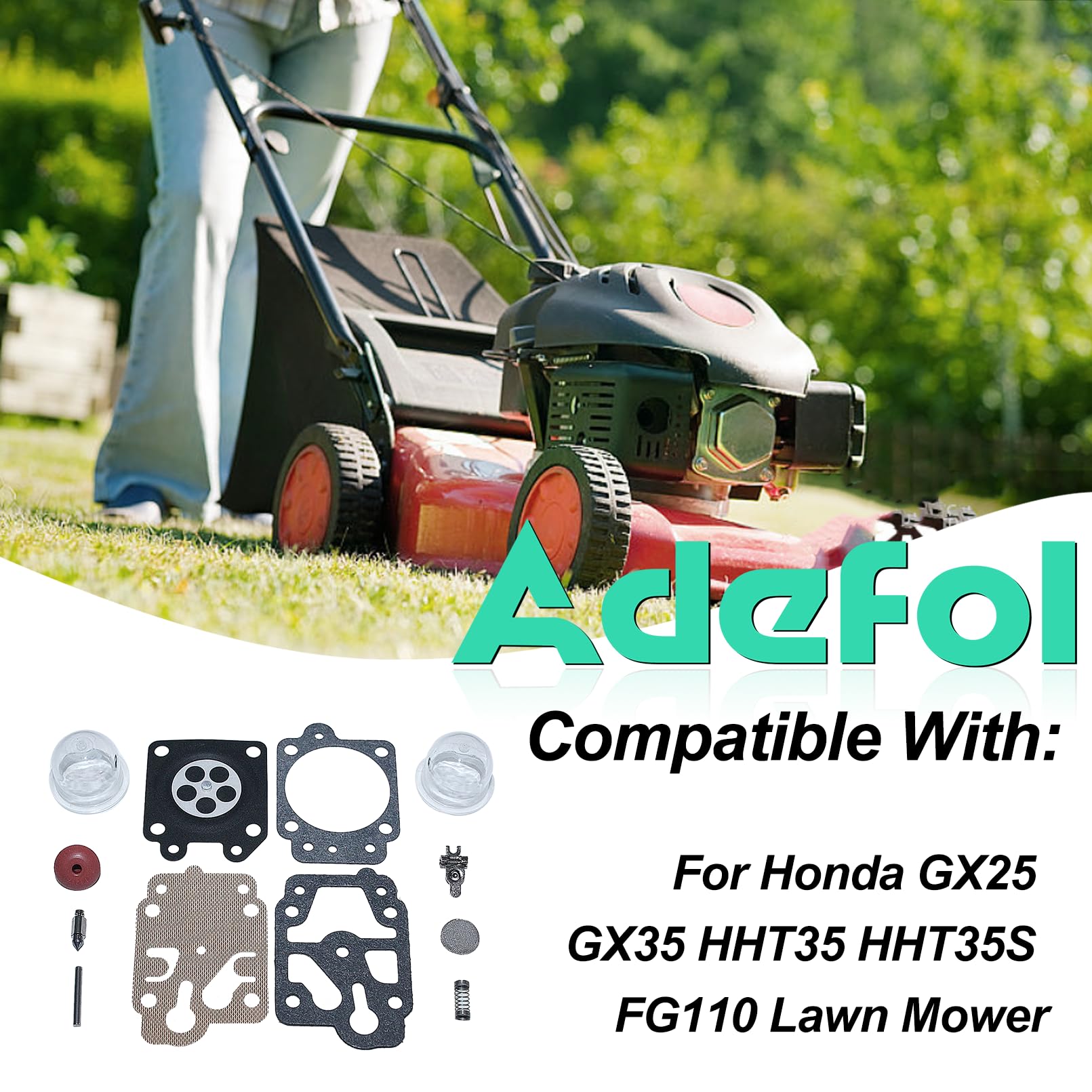 Adefol Kit di Riparazione Carburatore Per Honda GX25 GX35 HHT35 HHT35S FG110 Tosaerba, Kit di Riparazione con Guarnizione Carburatore, Guarnizione Silenziatore, Sostituzione Per ZAMA GND-83