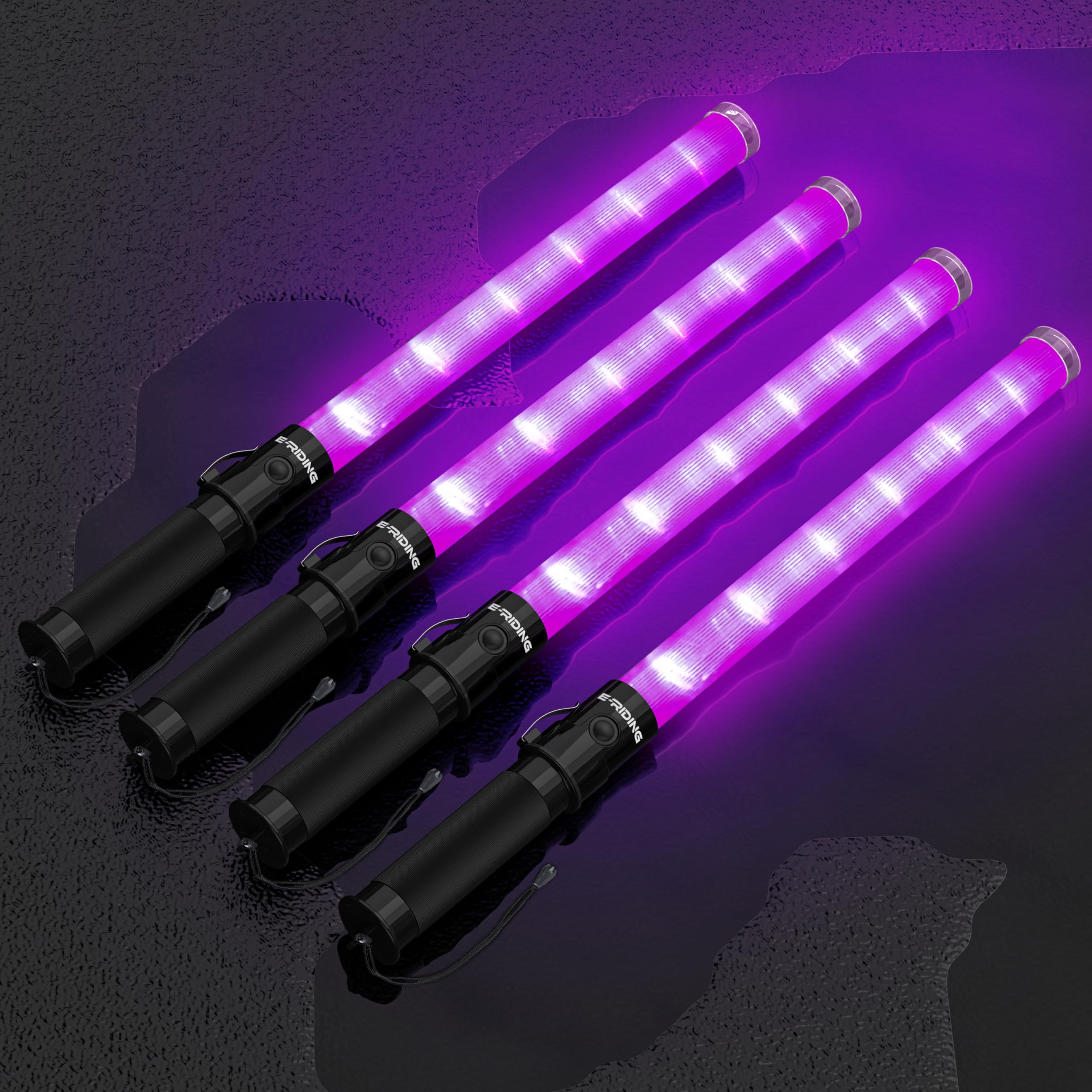 E-riding 4 Pack 21 Inch Purple Traffic Wand with 3 Flashing Modes