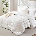 CozyLux Queen Comforter Set White Seersucker 7 Pieces Bed in a Bag Queen Comforter Set with Sheets, Luxury Soft Bedding Set with Down Alternative Comforter, Sheets, Pillowcases & Shams for All Seasons
