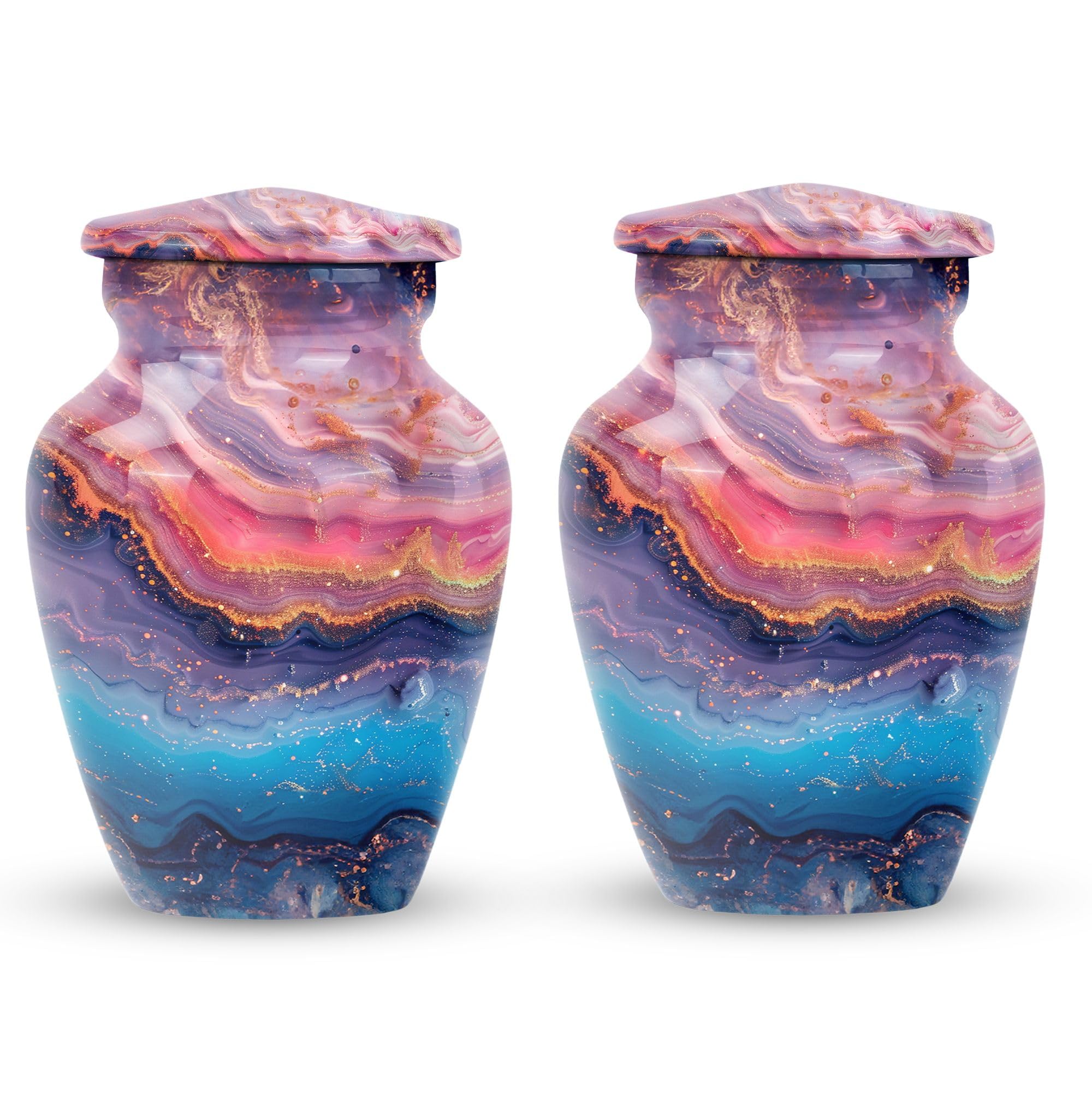 Galactic Sunset - Adult Funeral Urn - Unique Urns for Human Ashes - 3 Inch - Pack of 2 - Little Keepsakes - Burial Urn for Ashes - Memorial Urns for Human Ashes - Urn Keepsake for Human Ashes