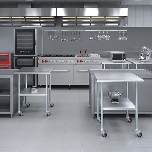 Miniatura 212 de AmGood Mesa de trabajo de acero inoxidable con ruedas Estación de trabajo