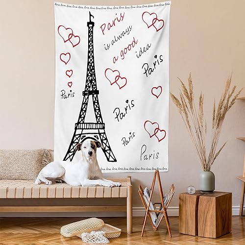 Miniatura 2 de Ambesonne Tapiz de la Torre Eiffel, Torre Eiffel de París es siempre una idea, decoración de tela para colgar en la pared para dormitorio, sala de